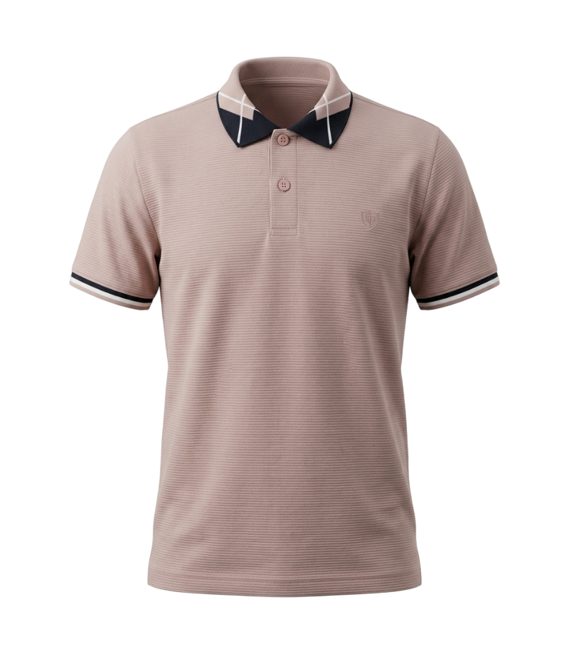 EDGE Jacquard Collar Kids Solid Color Polo Shirt - 33815