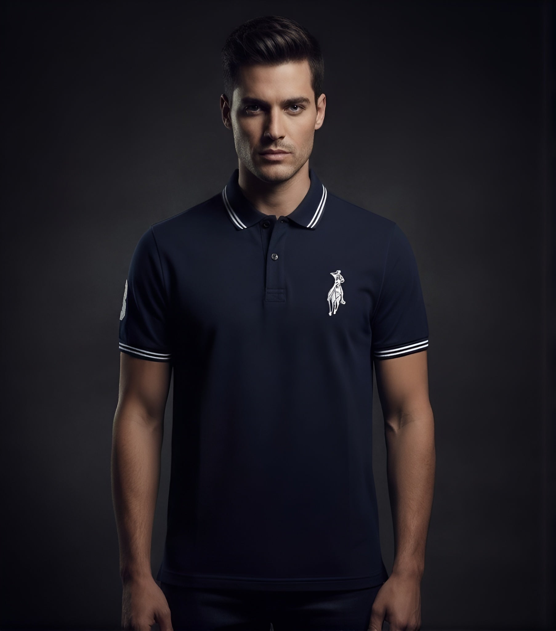 EDGE Double Tipping Collar Men’s Solid color Polo Shirt - 52861