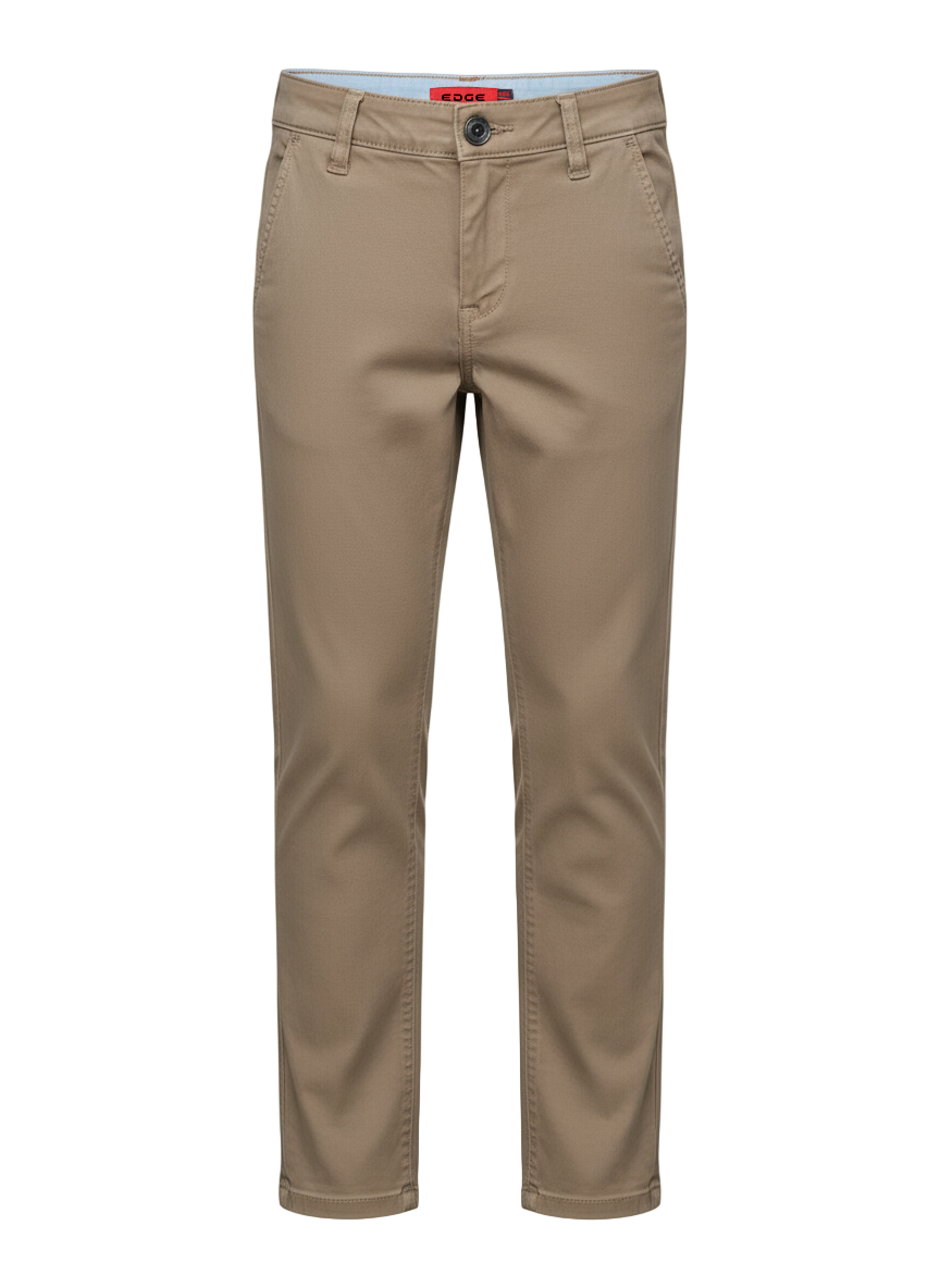 EDGE 4 Way Stretch Dark Brown Premium Boys Pants - SIL-38