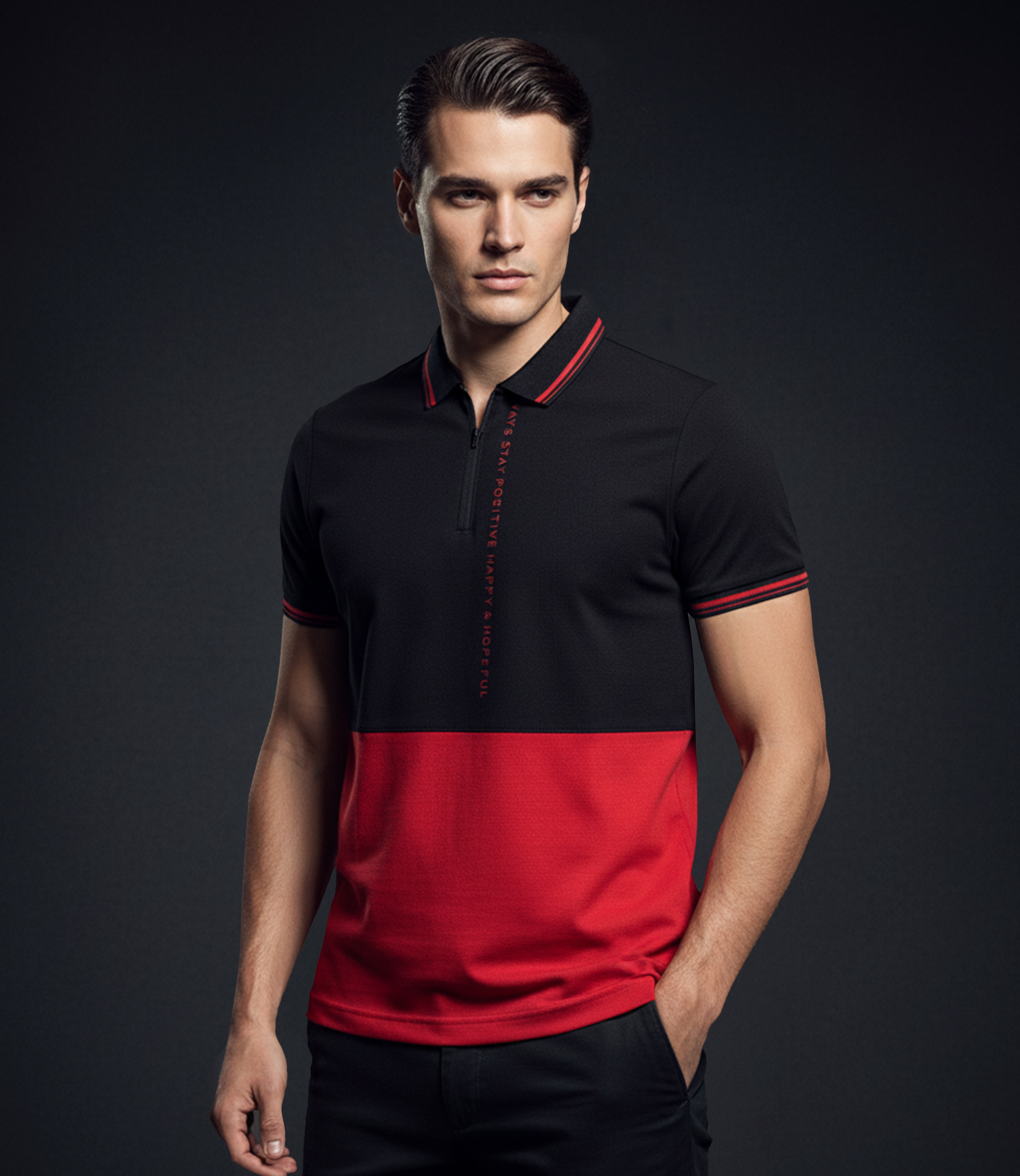 EDGE Tipping Collar Men’s Color Blocked Polo Shirt - 52808