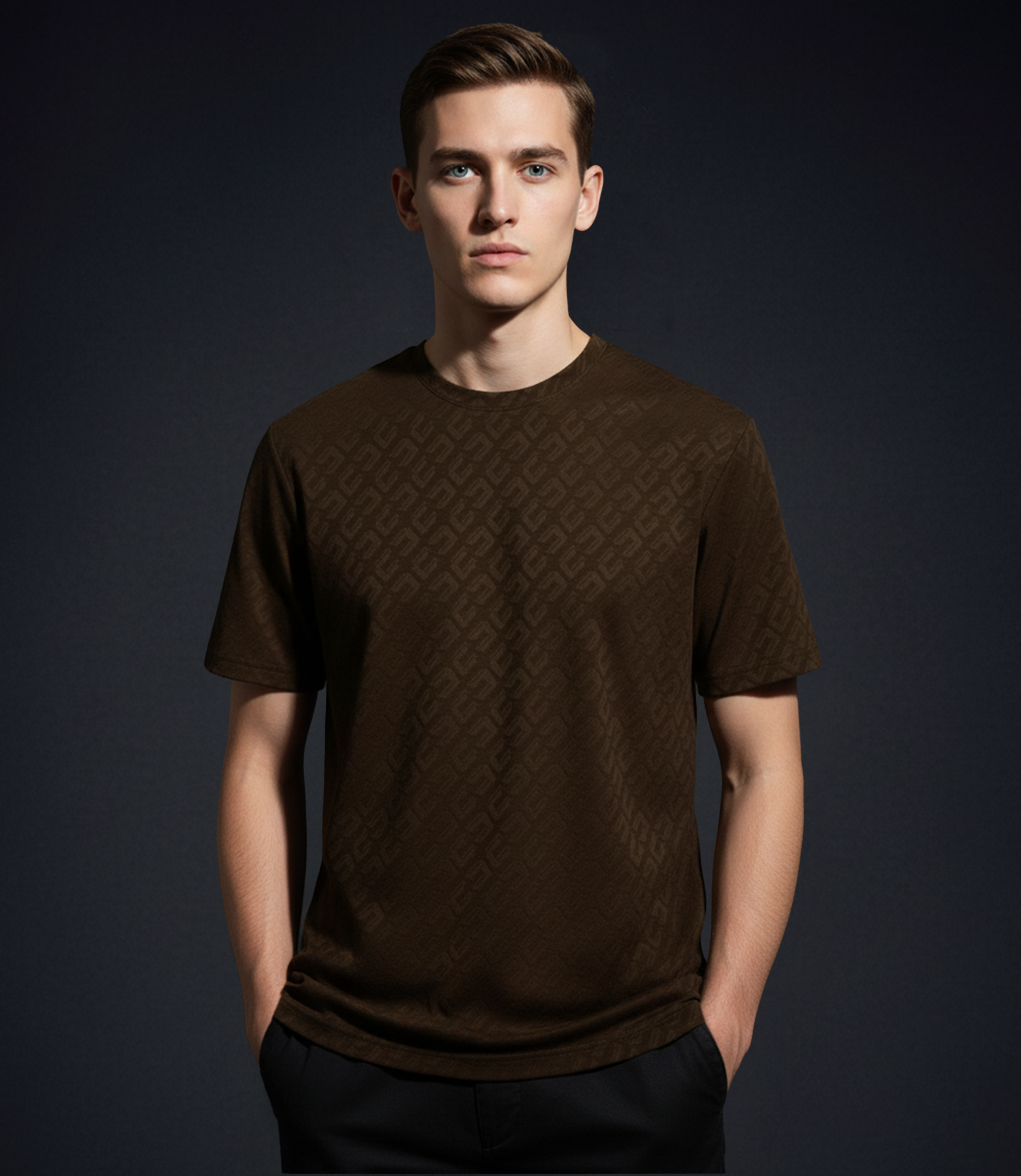 EDGE Crew Neck Men’s Textured Fabric Oversize T-Shirt - 53285