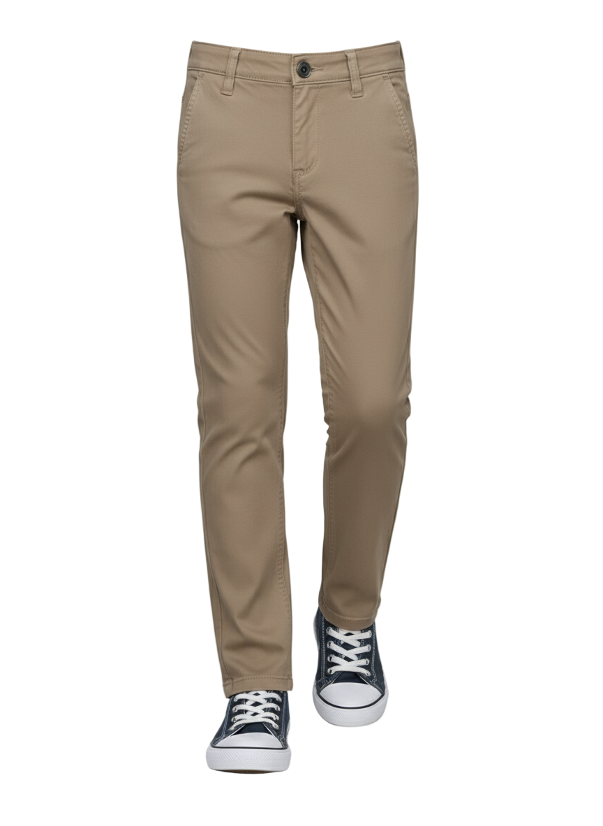 EDGE 4 Way Stretch Dark Brown Premium Boys Pants - SIL-38