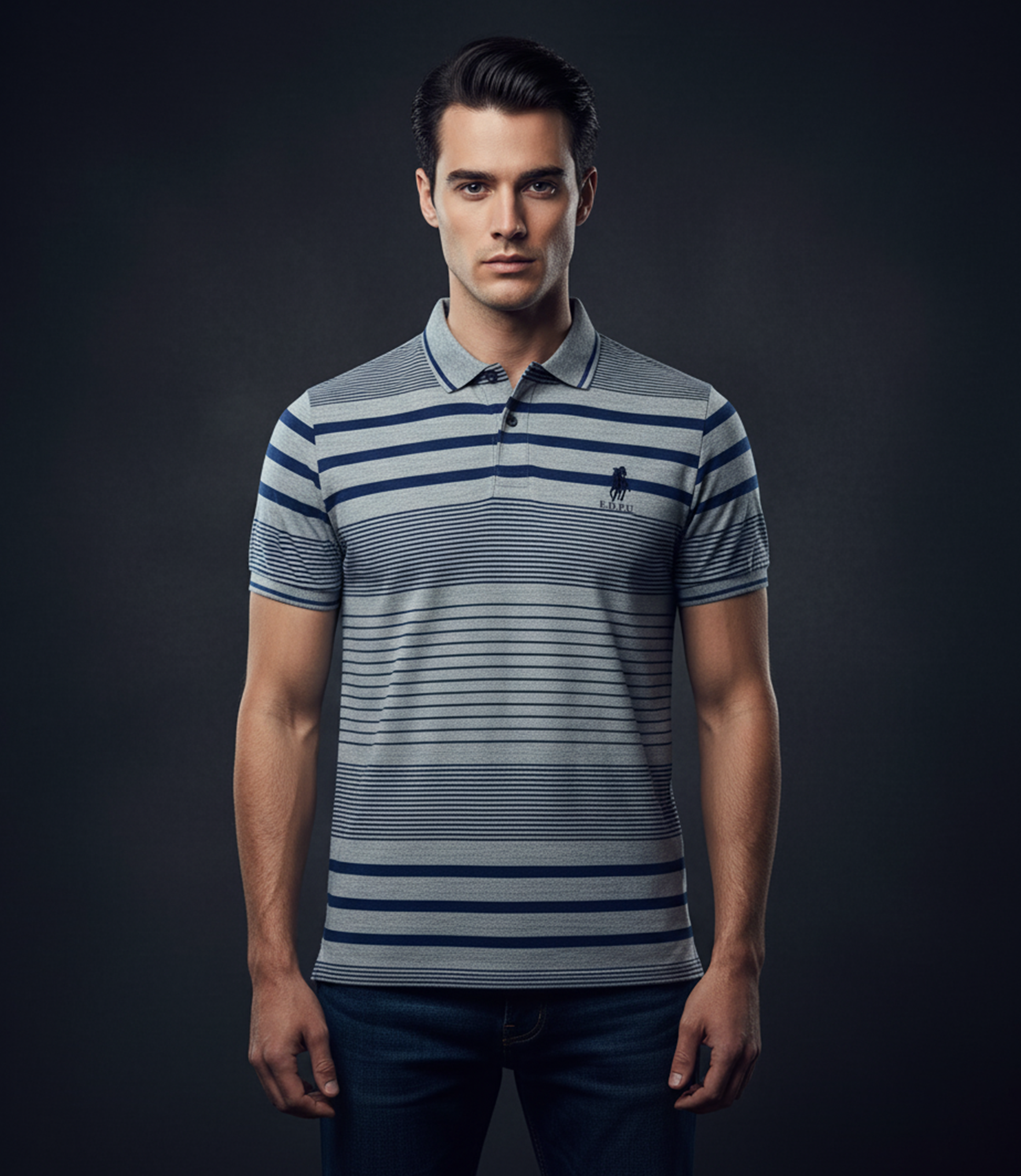 EDGE Tipping Collar Men’s Stripe polo - 52457