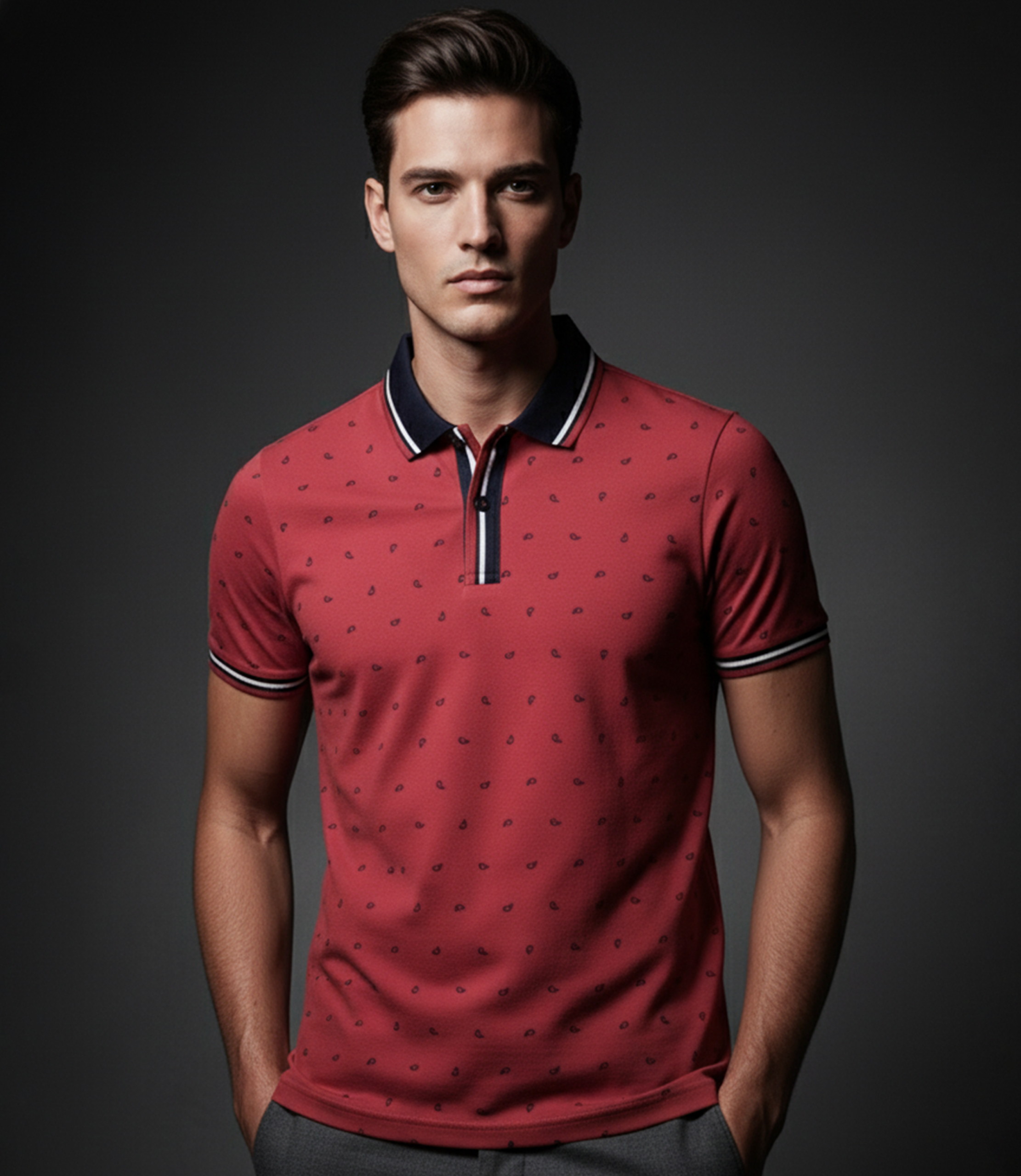 EDGE Tipping Collar Men’s AOP Polo Shirt - 52691