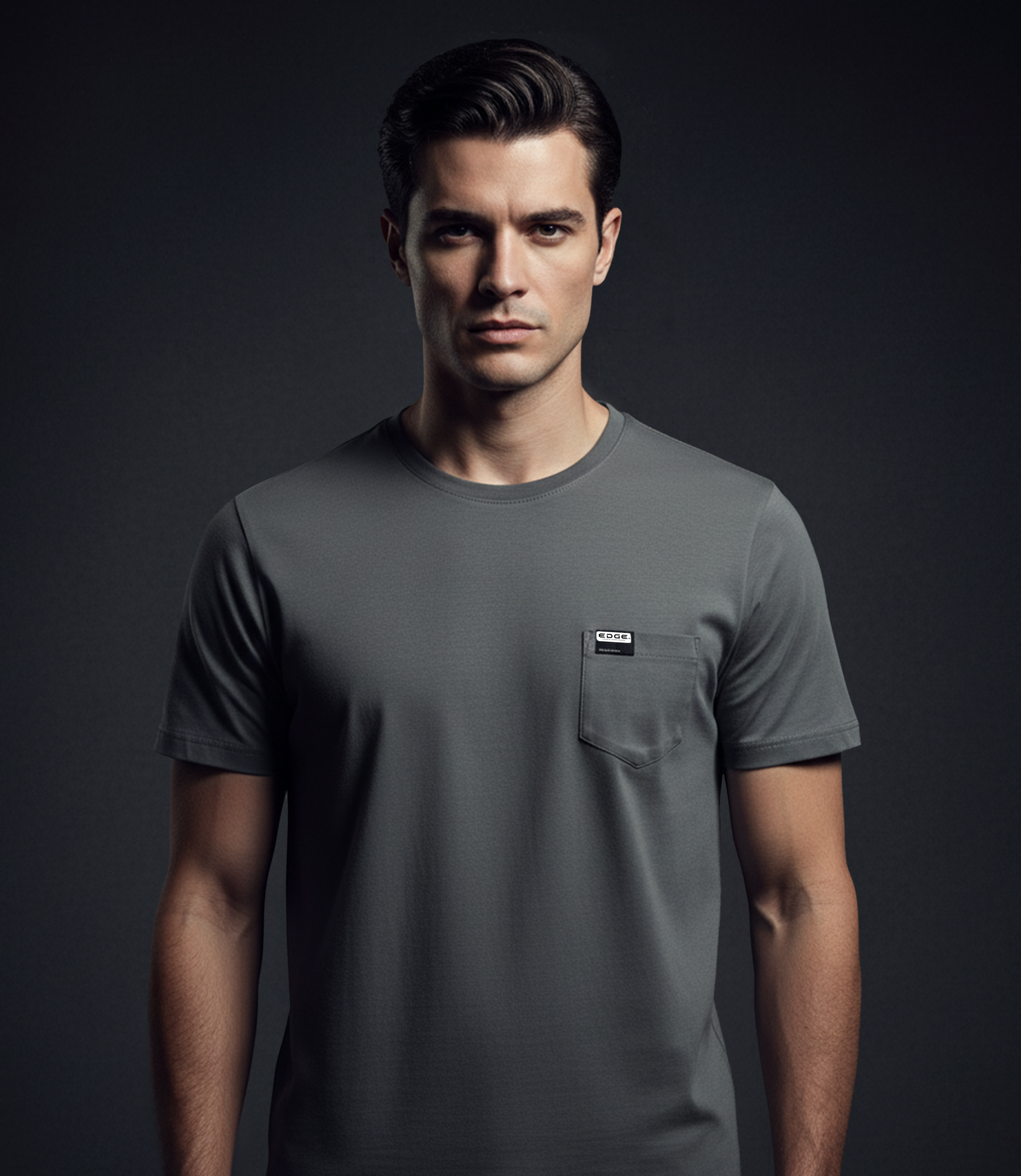 EDGE Crew Neck Men’s Solid Color Pocket T-Shirt - 52034