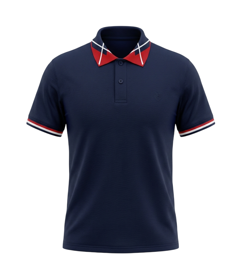 EDGE Jacquard Collar Kids Solid Color Polo Shirt - 33815