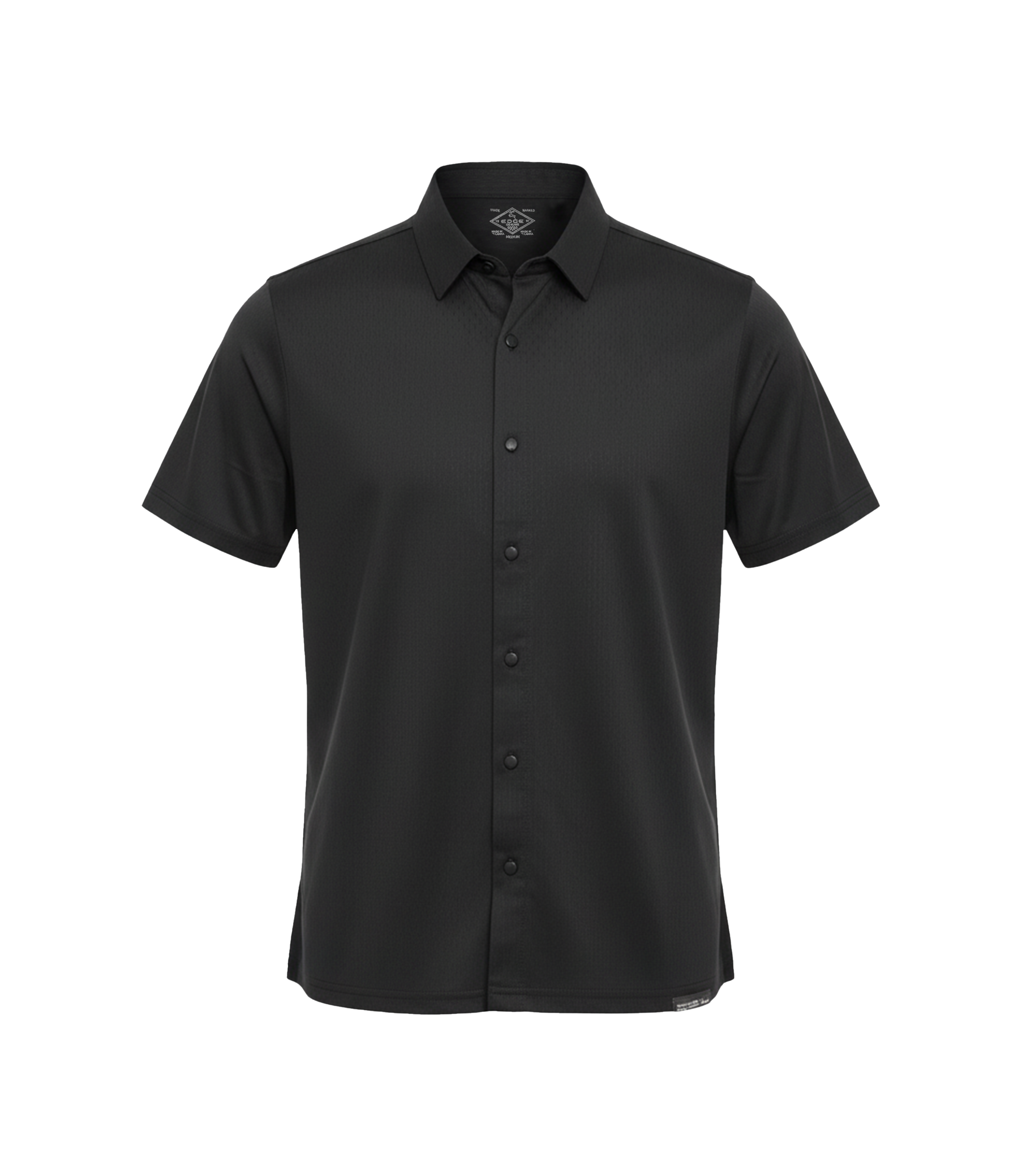 Edge Casuals | Black short-sleeve Travel Ease polo shirt on a white background