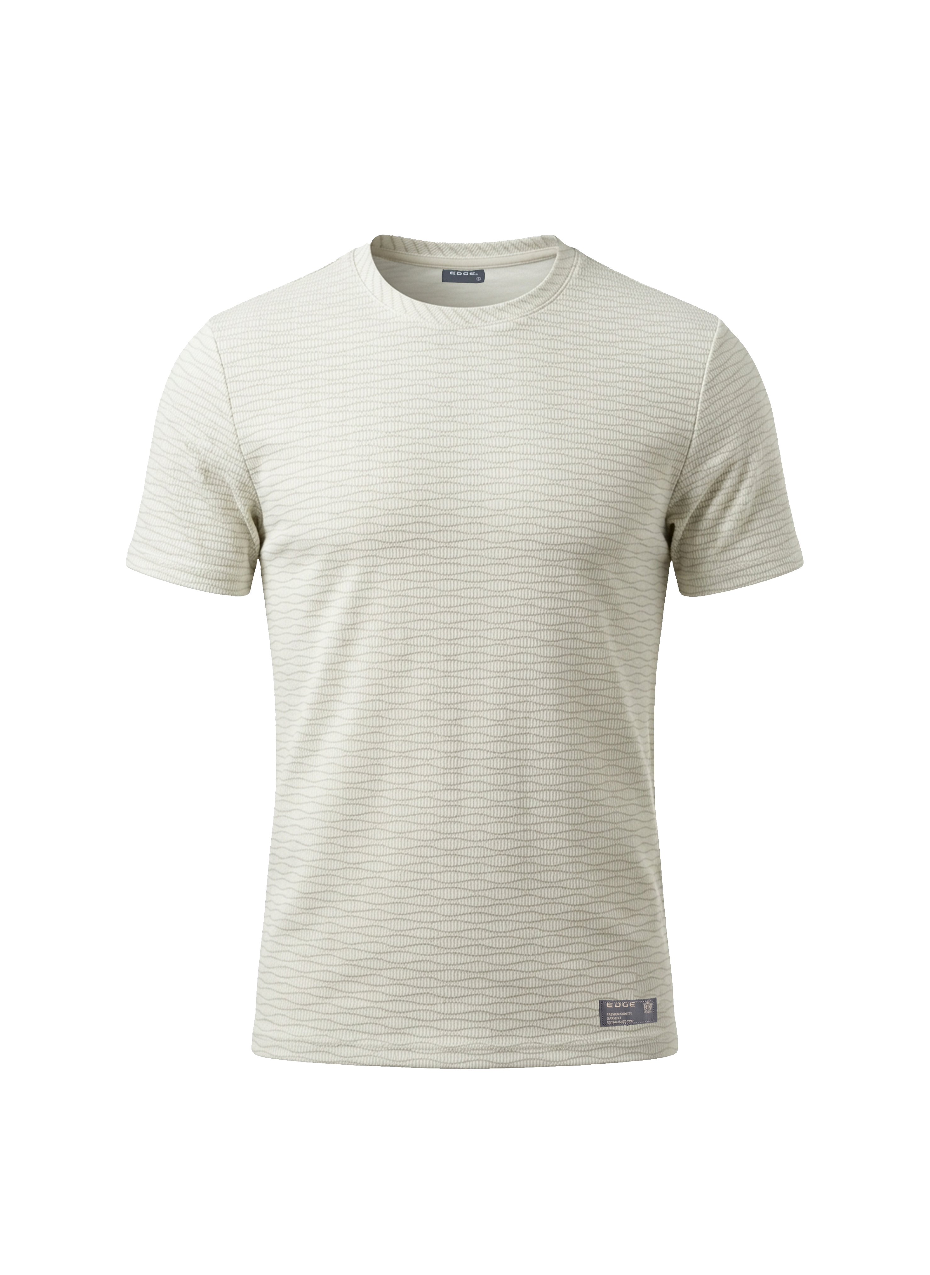 Beige striped t-shirt on a white background