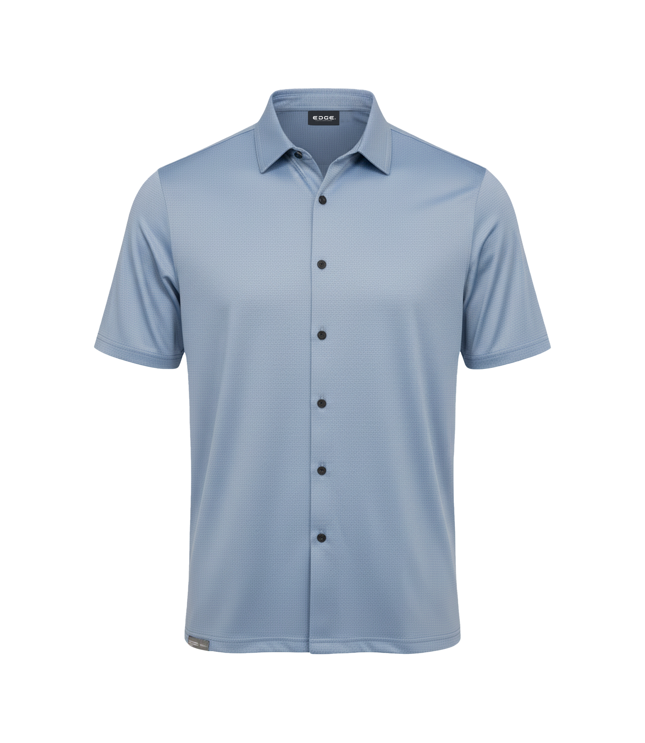 Edge Casuals | Light blue short-sleeve Travel Ease polo shirt on a white background