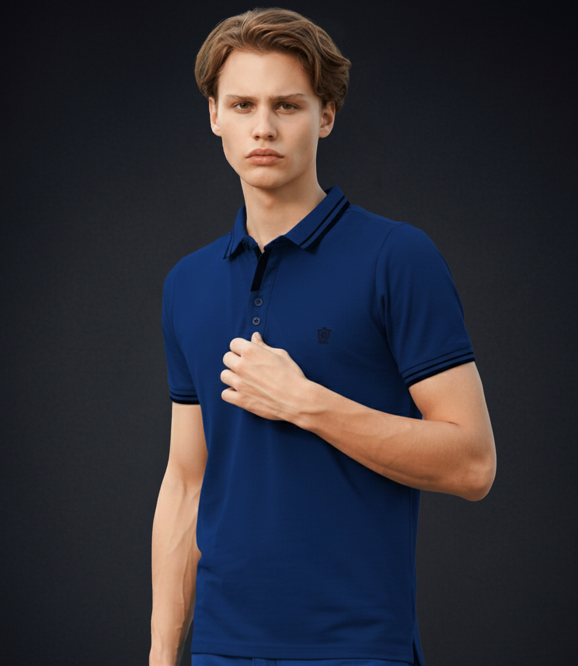 EDGE Double Tipping Collar Men’s Solid color Polo Shirt - 52775