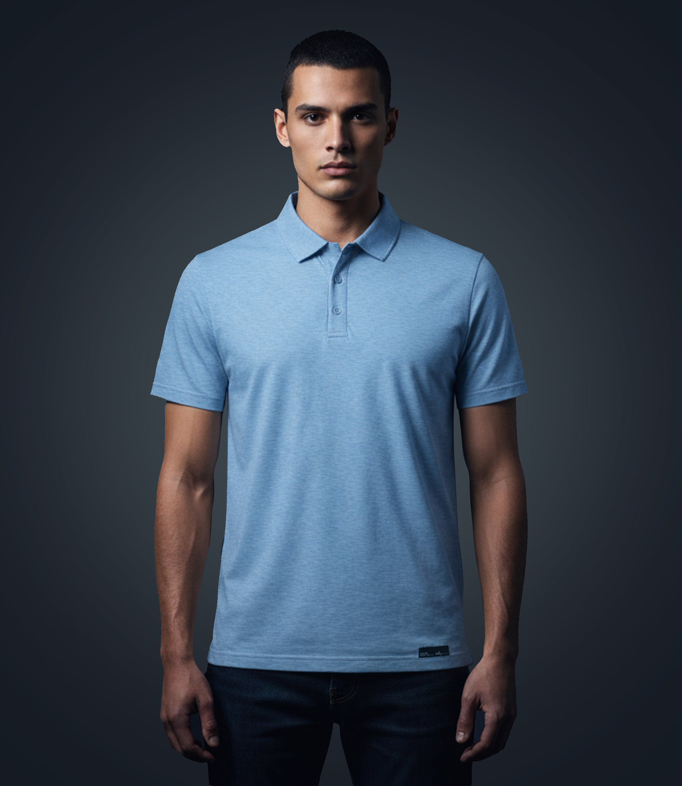 Men's Solid Color Textured Polo Shirt - 53615