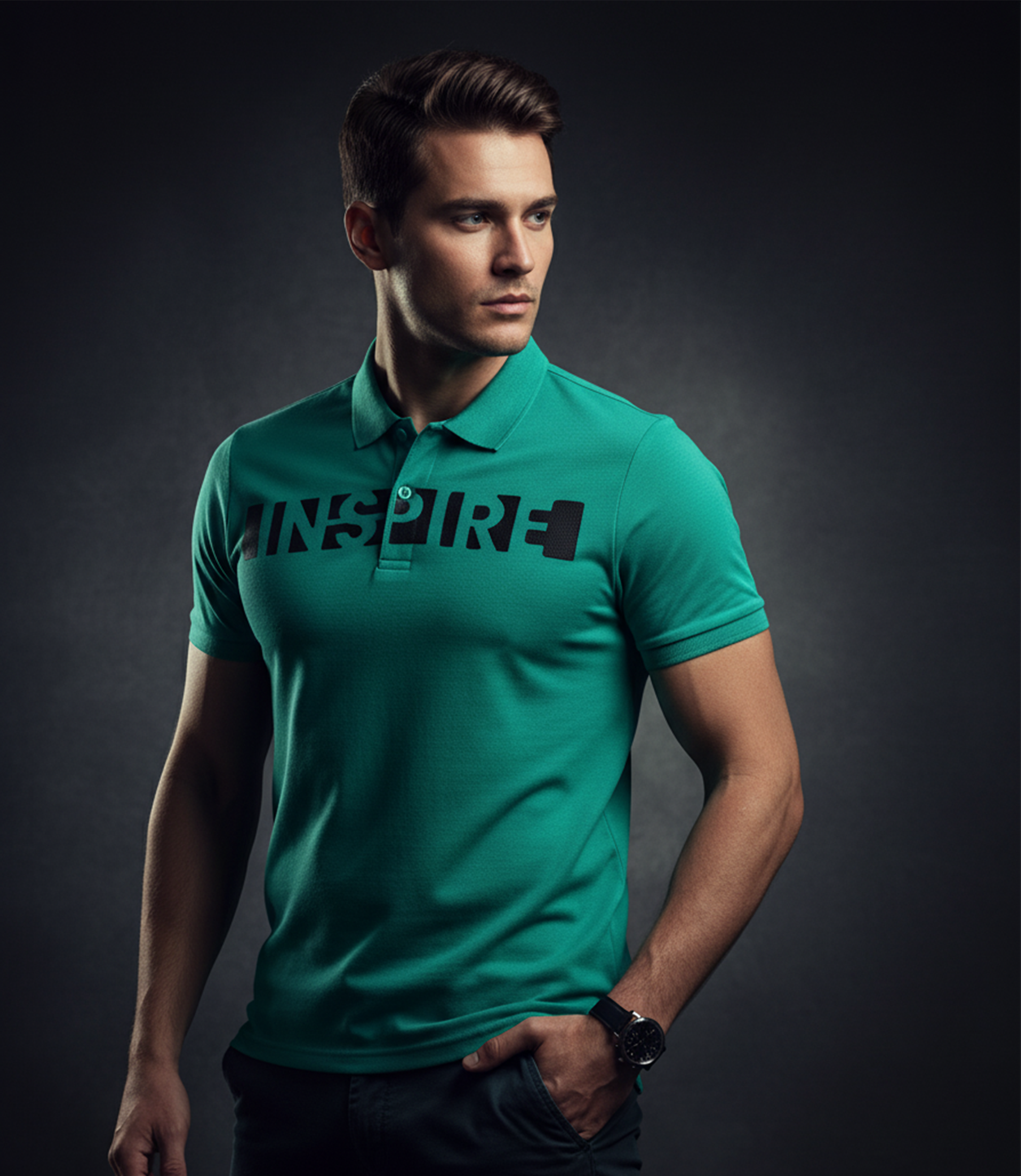 EDGE Printed Men’s Solid Color Polo Shirt - 52640