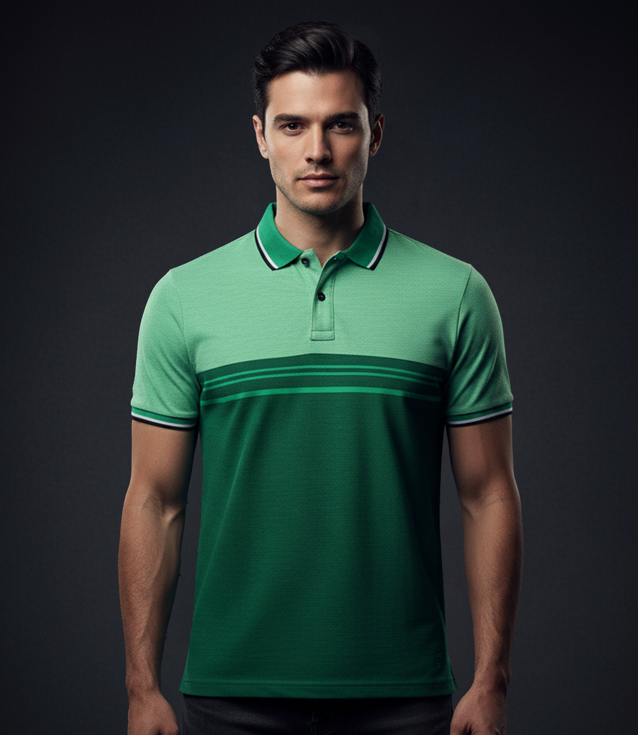 EDGE Tipping Collar Men’s Stripe Polo Shirt - 52603