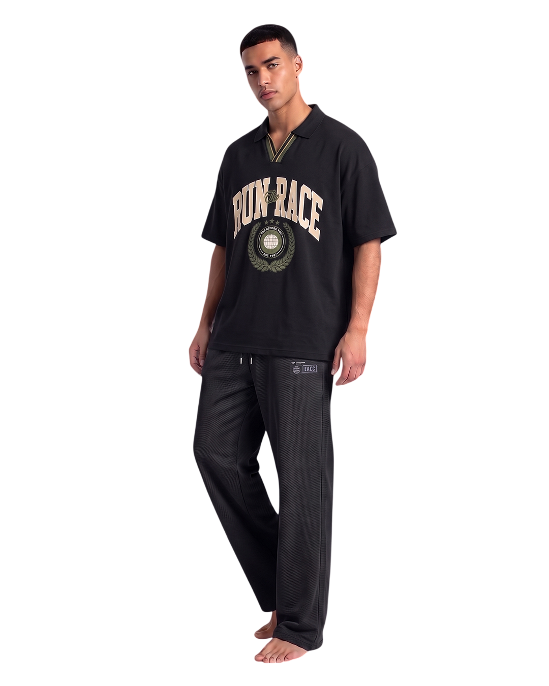 Edge Textured Men's Relax-fit Black Sweatpants - 53942