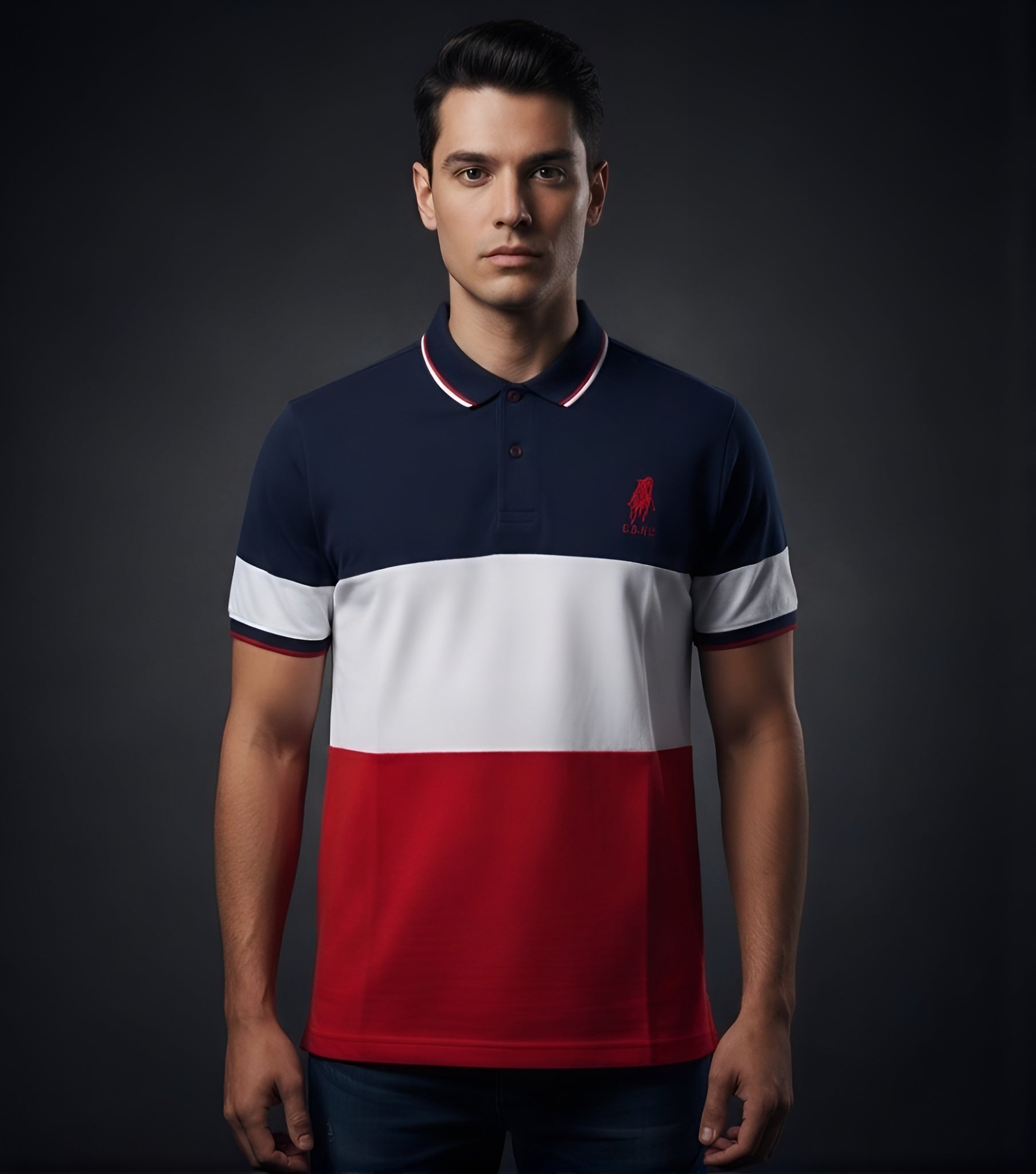 EDGE Tipping Collar Men’s Block Color Polo Shirt - 52844