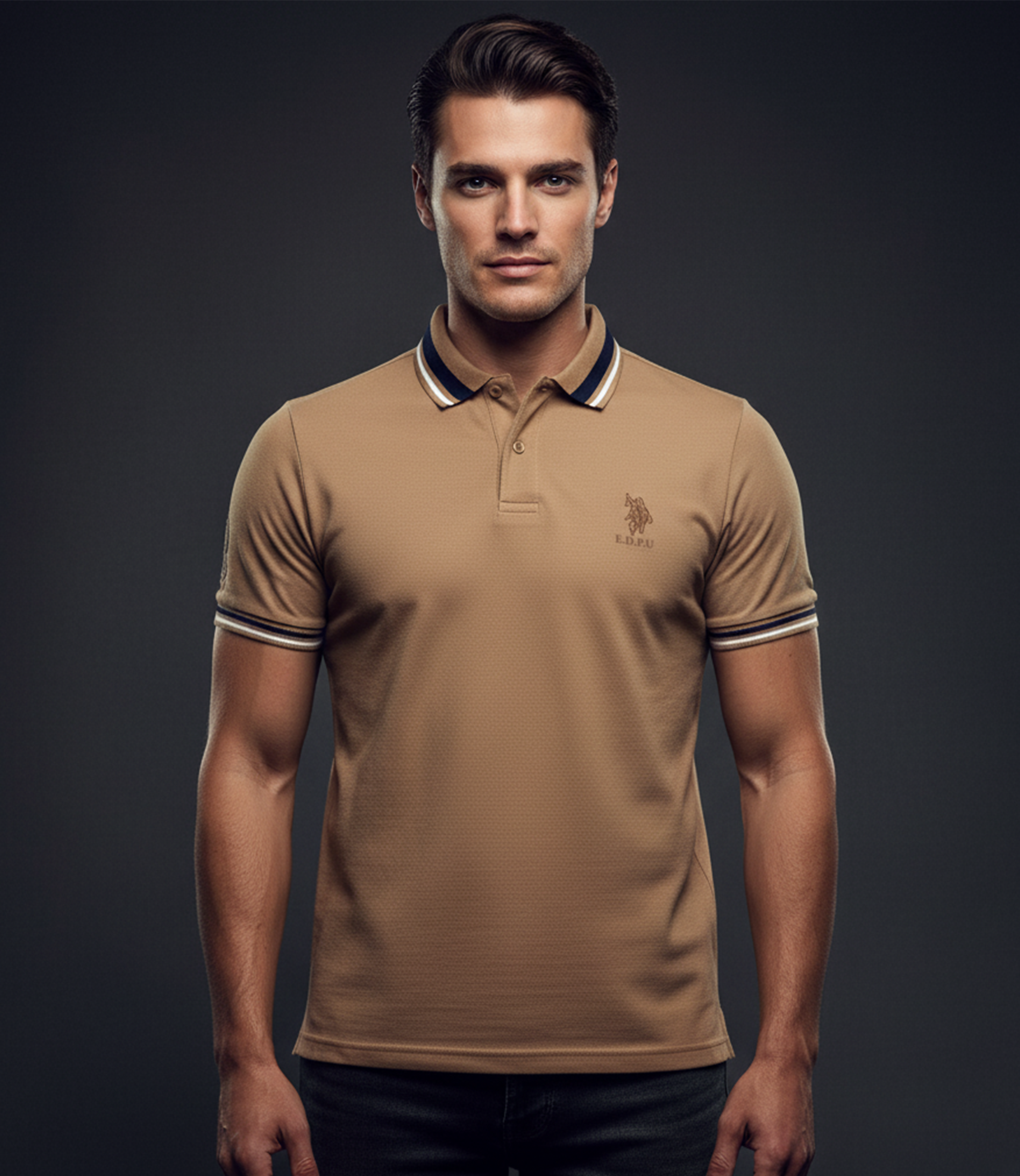 EDGE Double Tipping Collar Men’s Solid color Polo Shirt - 52618