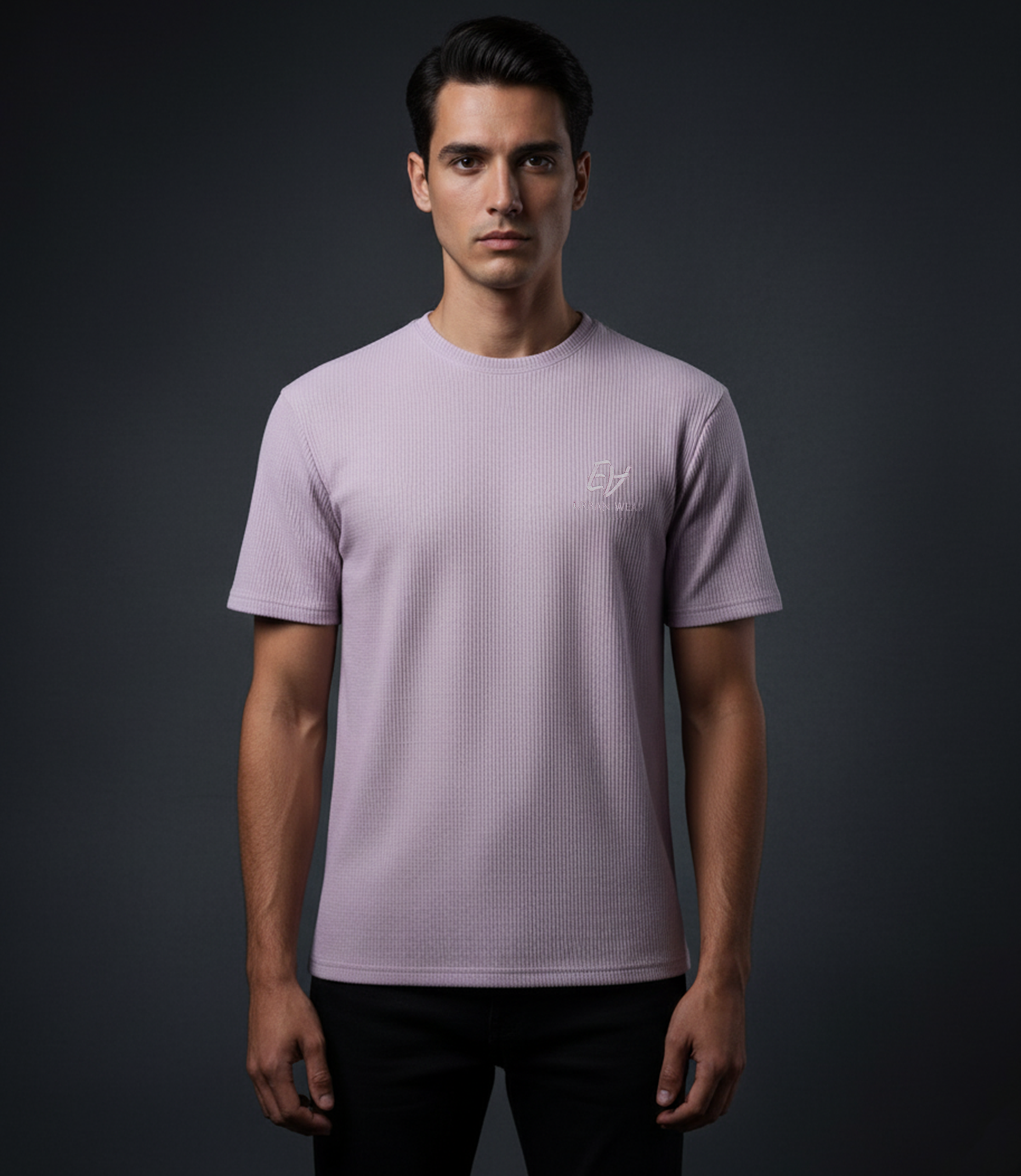 EDGE Crew Neck Men’s Textured Fabric Oversize T-Shirt - 53277