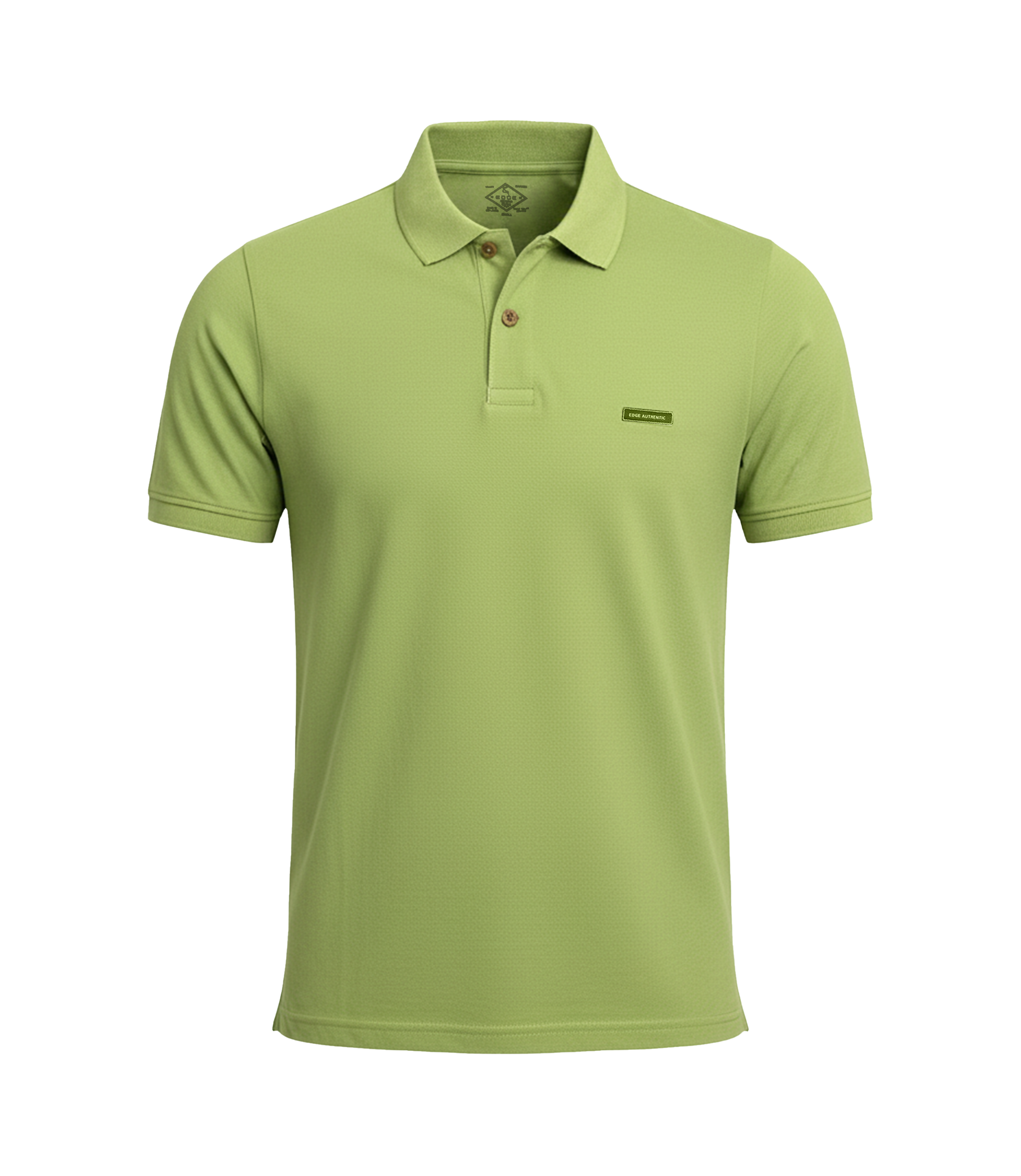 Green polo shirt on a white background