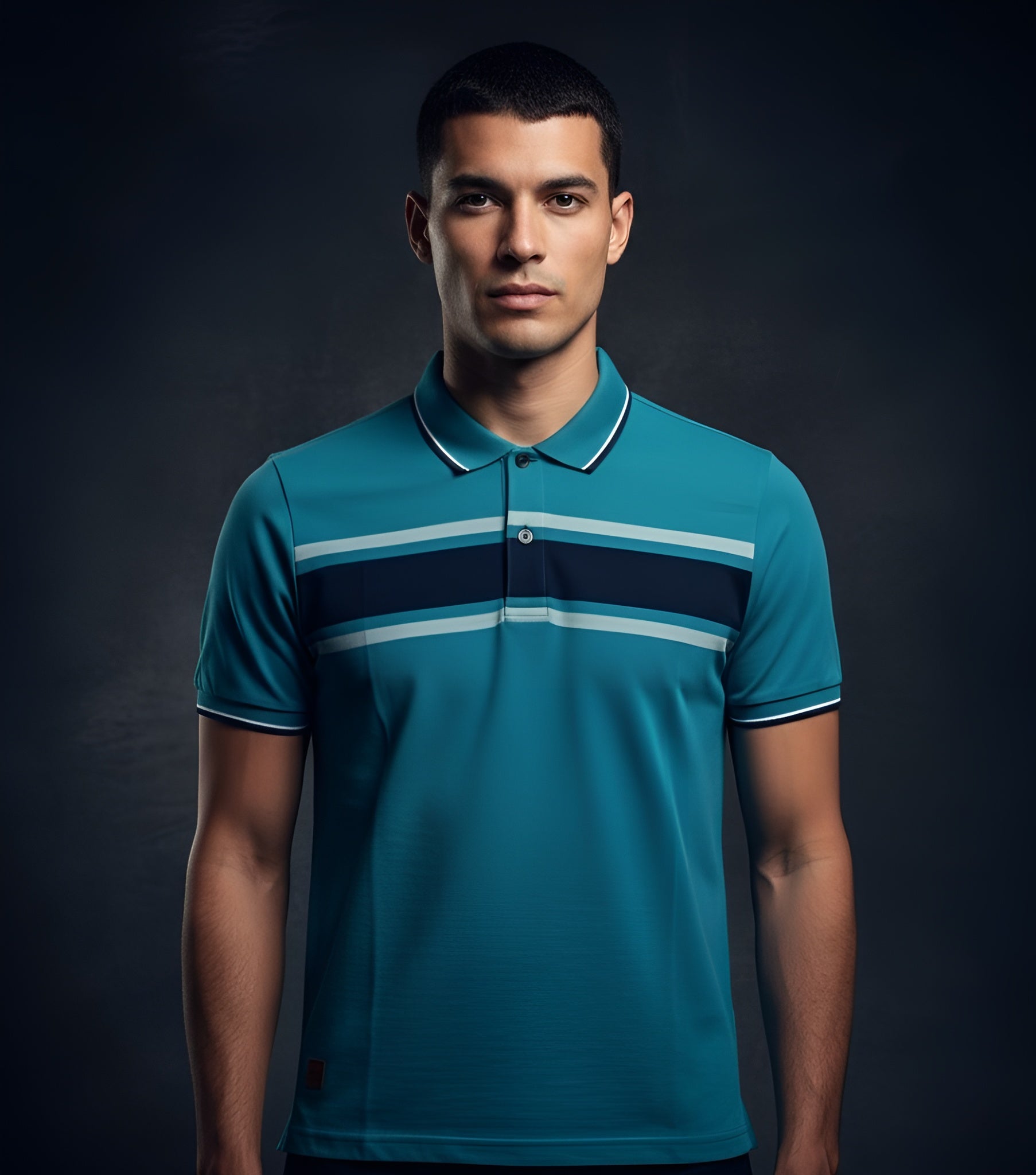 EDGE Tipping Collar Men’s Stripe Polo Shirt - 52447