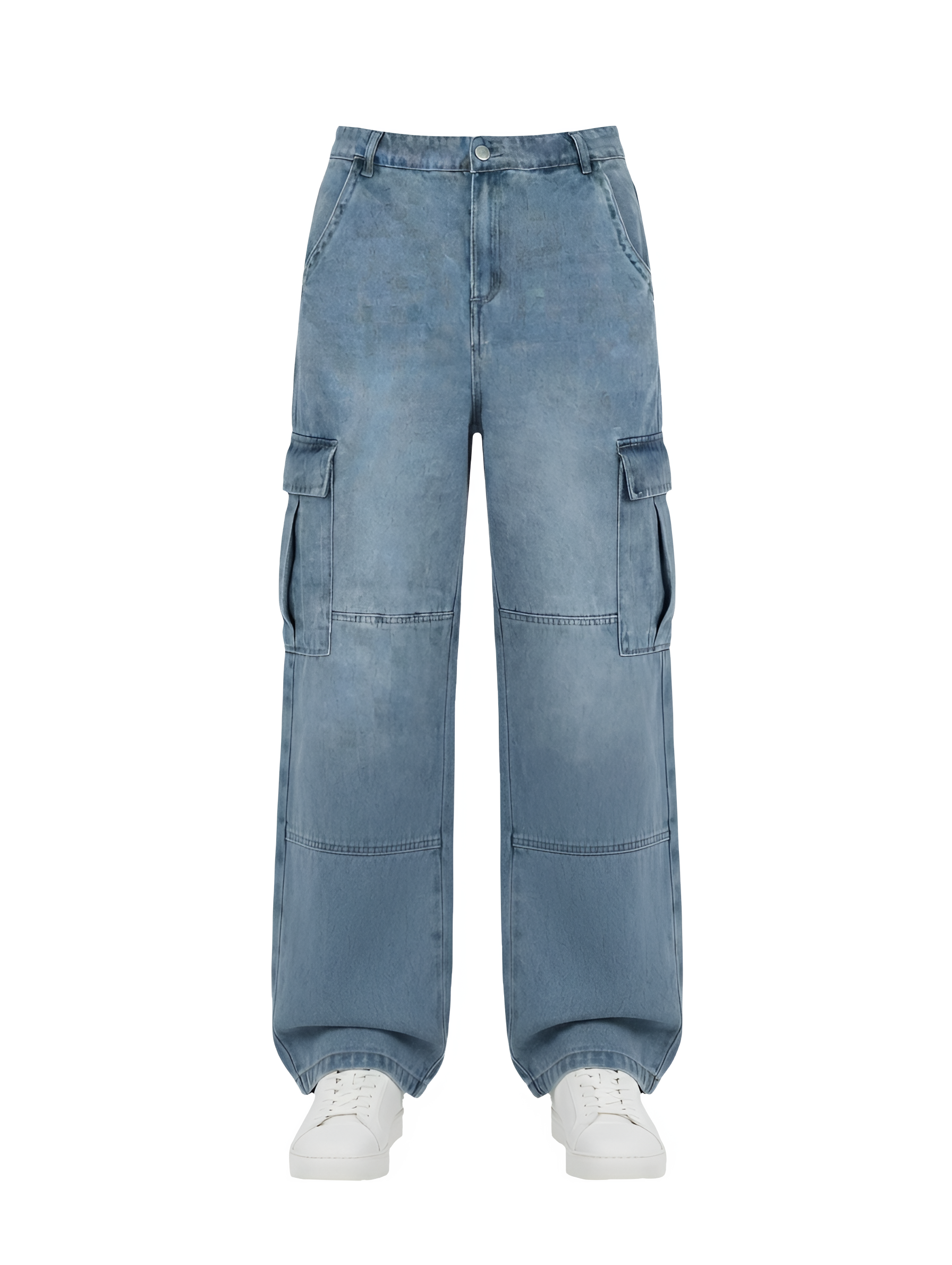EDGE Men's Light Blue Big Fold Cargo Jeans - 4253