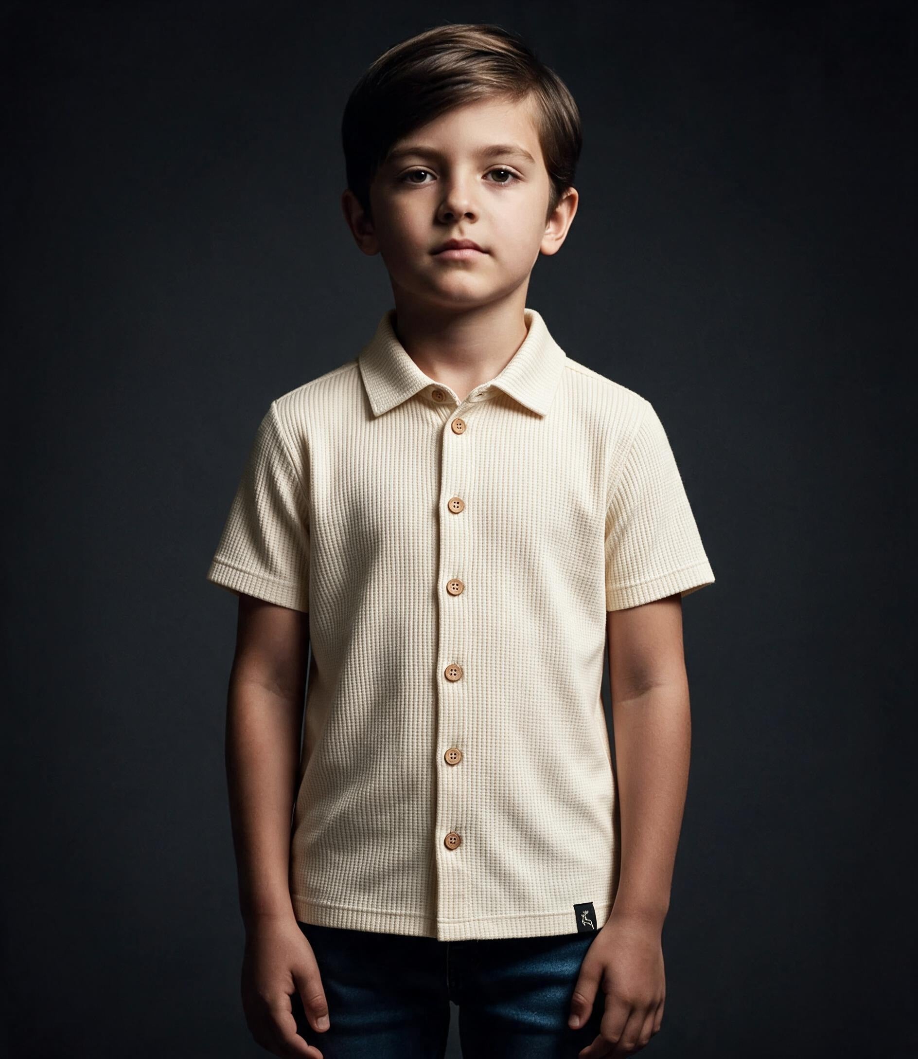 EDGE Cuban Collar Textured Solid Color Polo Shirt - 33793