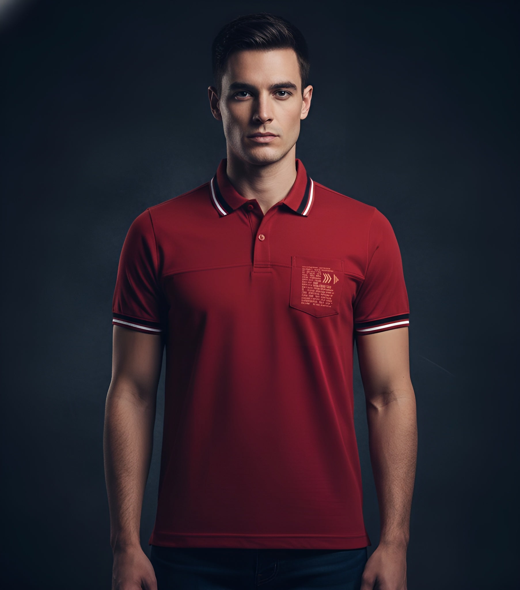 EDGE Double Tipping Collar Men’s Solid color Polo Shirt - 52617