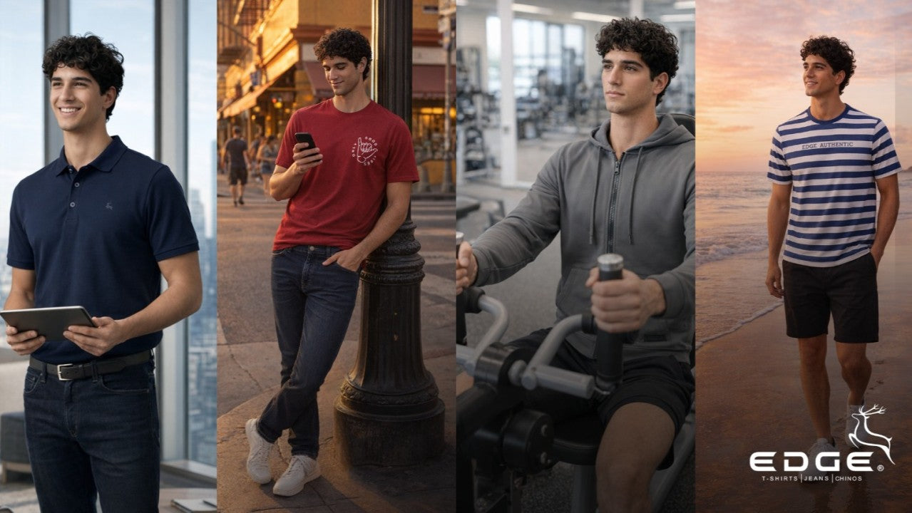 Styling Tips with Edge Casuals: Polo, Tee, Jeans & Hoodie
