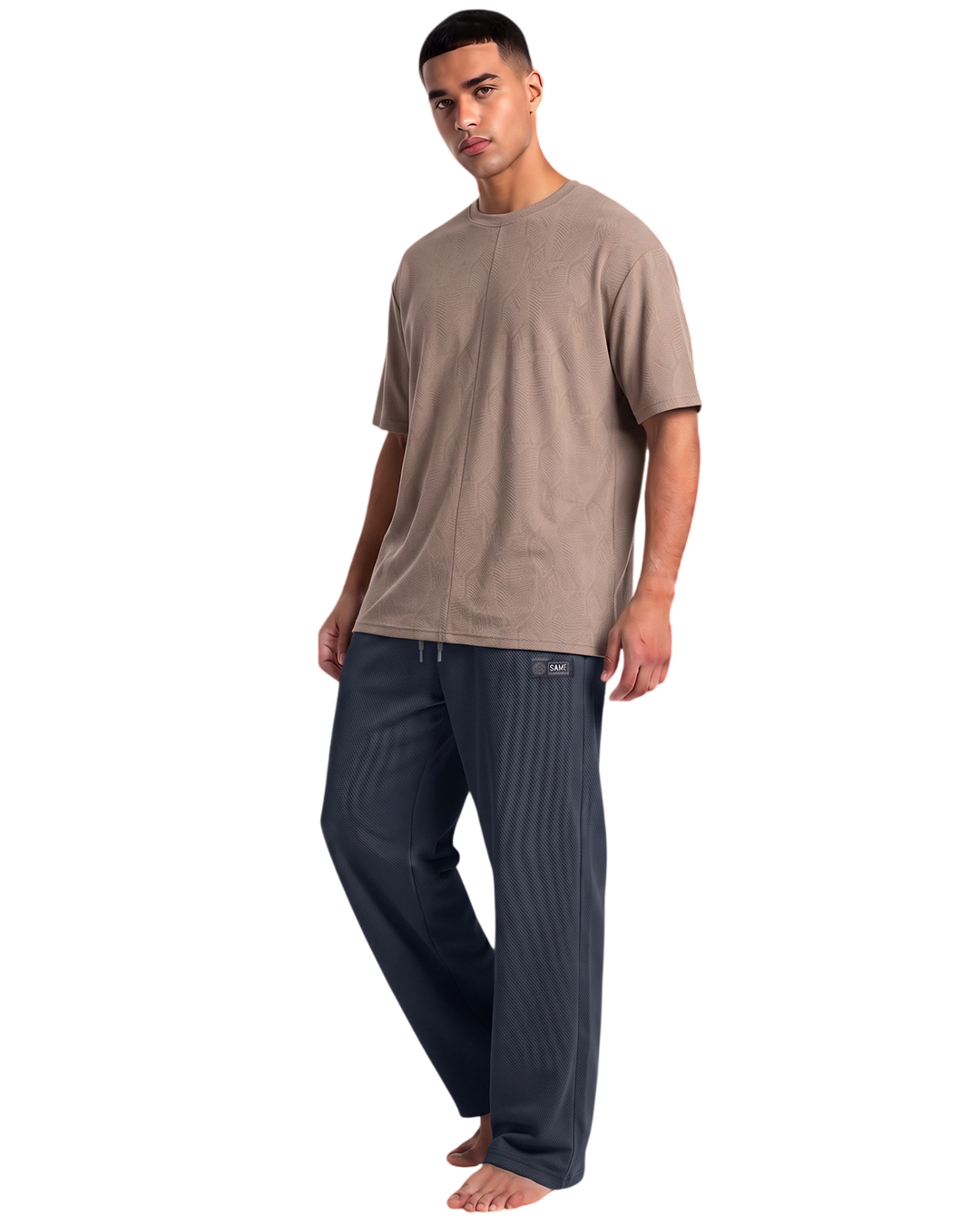 Edge Textured Men's Relax-fit Navy Blue Sweatpants - 53942