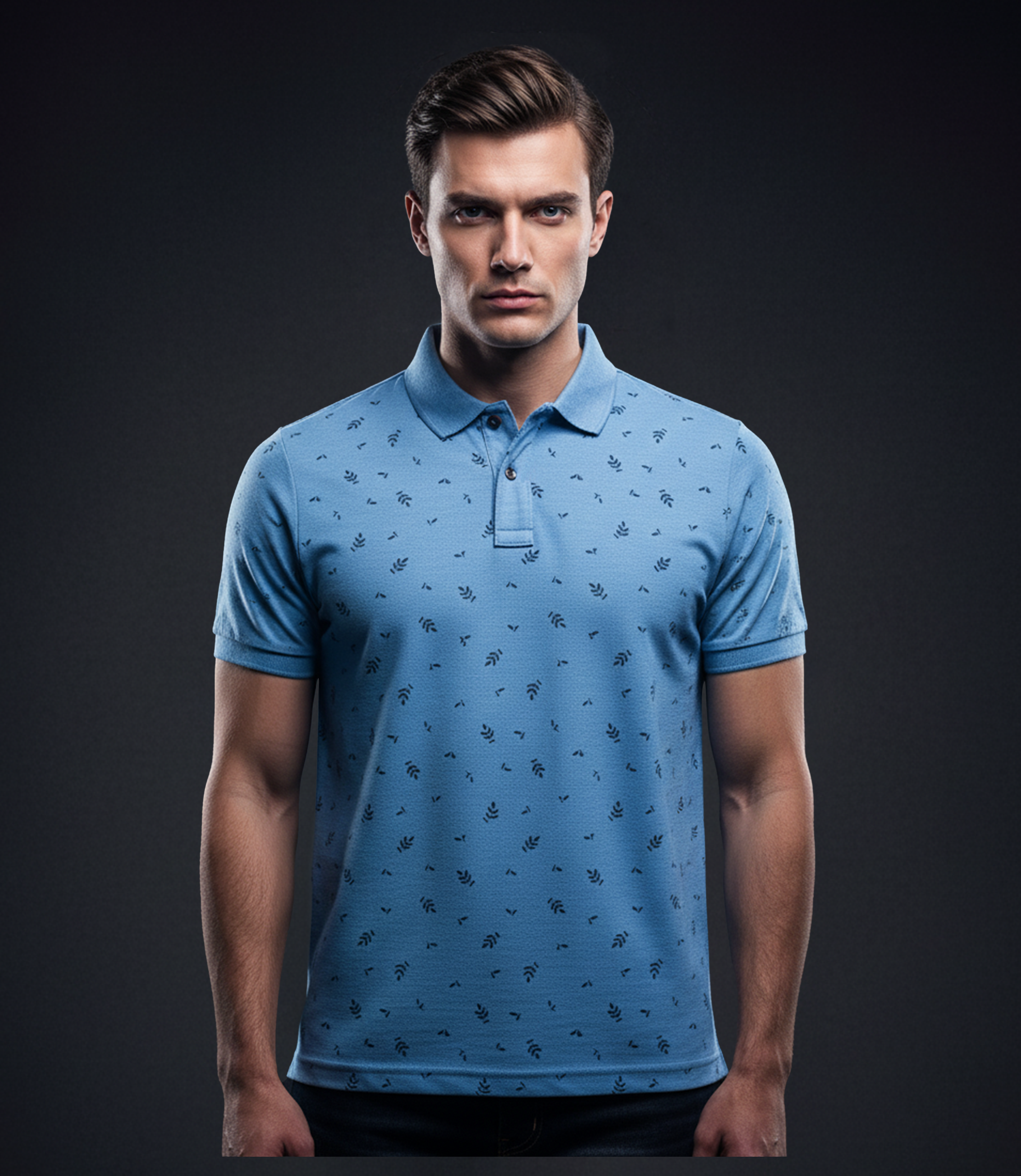 EDGE Solid Collar Men’s AOP Polo Shirt - 52645