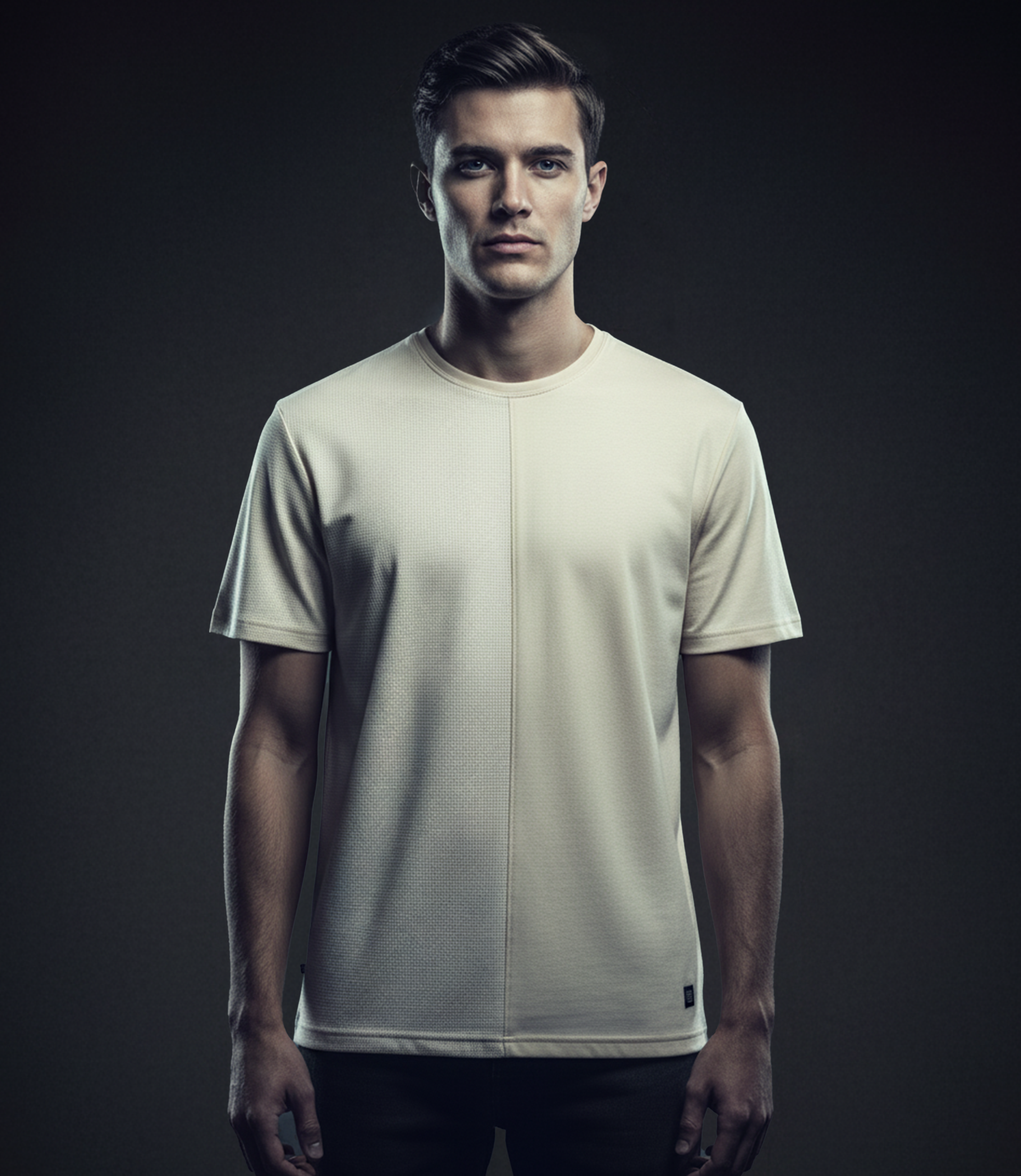 EDGE Crew Neck Men’s Textured Fabric Oversize T-Shirt - 53289