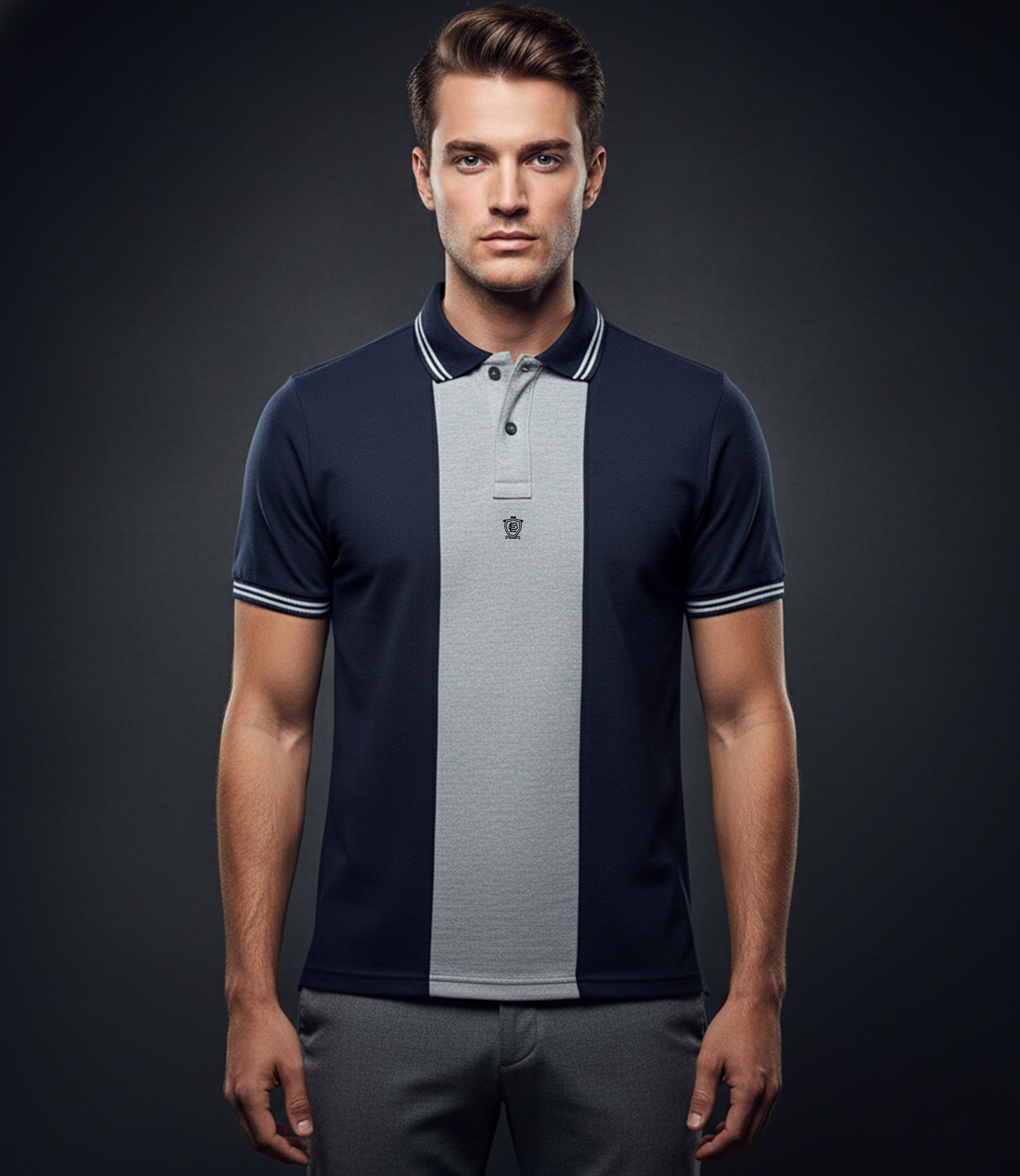 EDGE Tipping Collar Men’s Bold Vertical Stripe Polo Shirt - 52817