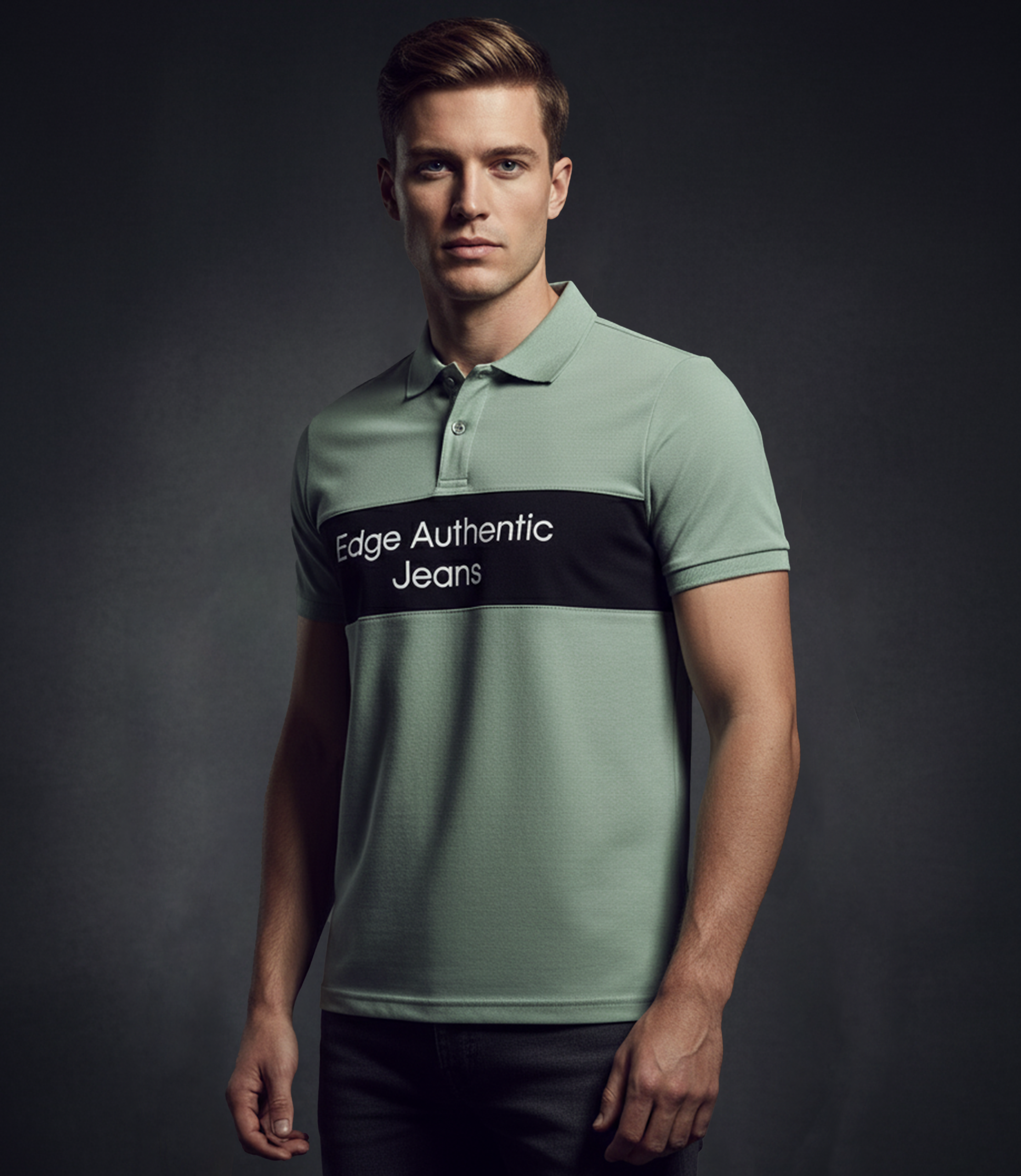 EDGE Printed Men’s Solid Color Polo Shirt - 52772