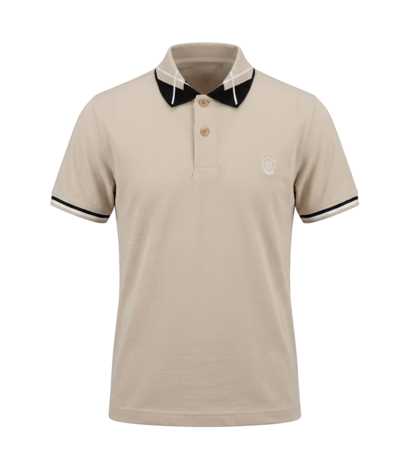 EDGE Jacquard Collar Kids Solid Color Polo Shirt - 33815