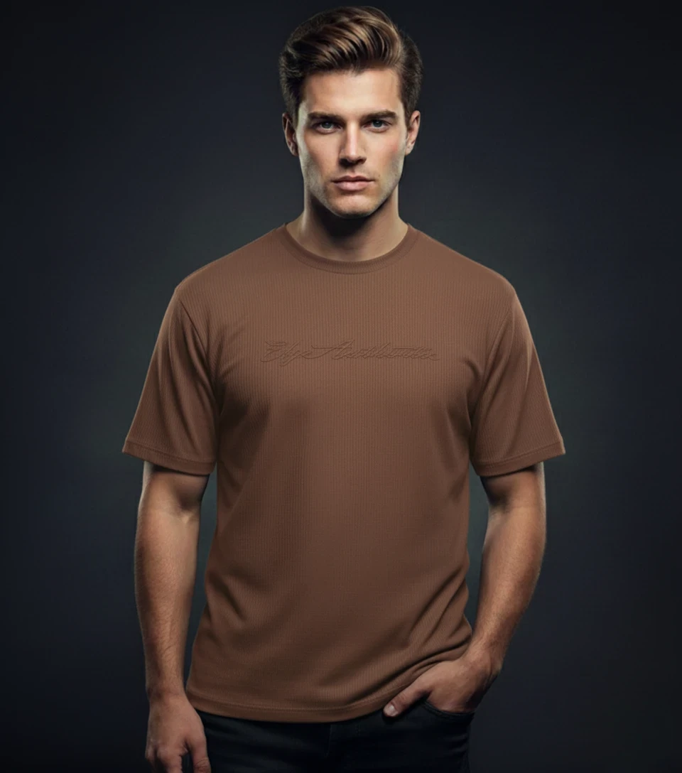 EDGE Crew Neck Men’s Textured Fabric Oversize T-Shirt - 53280