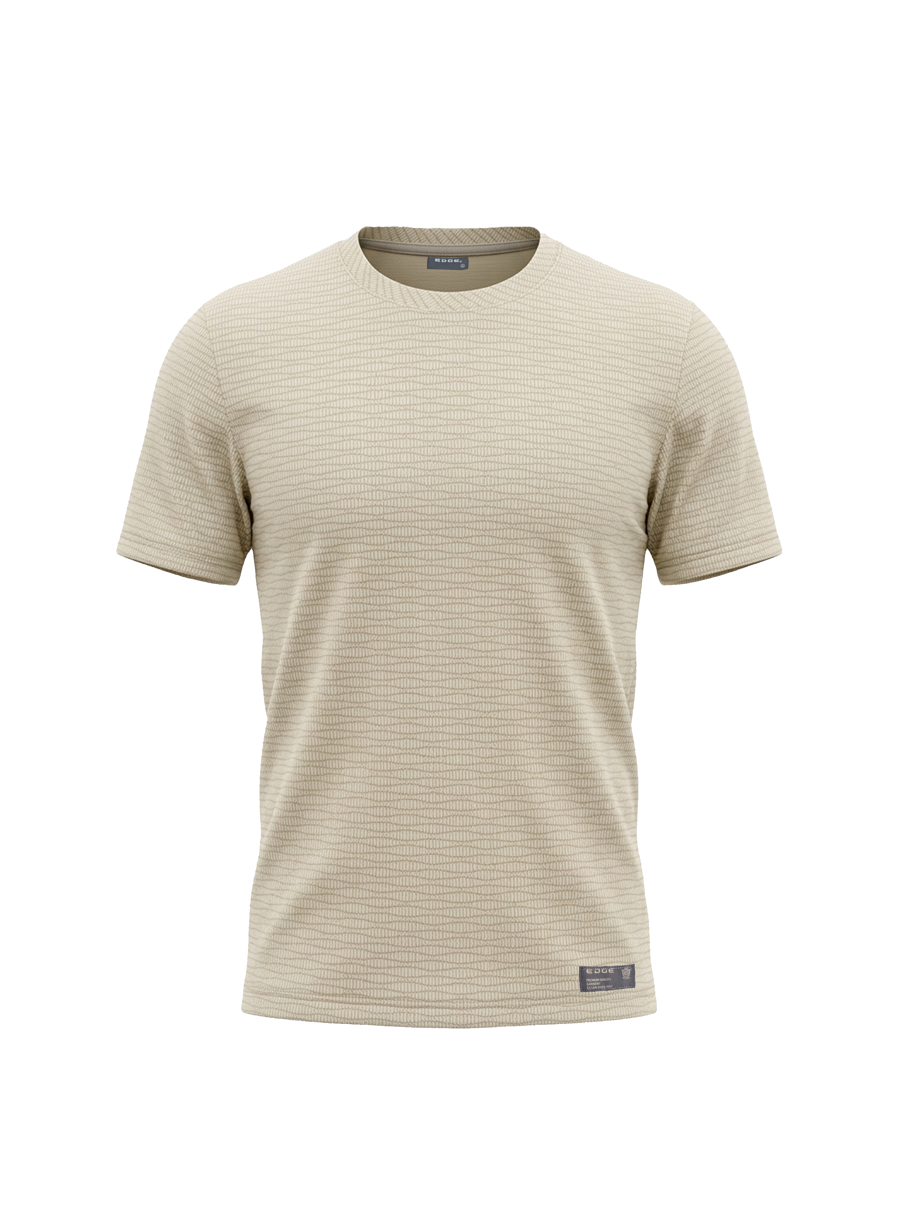 Beige striped t-shirt on a white background