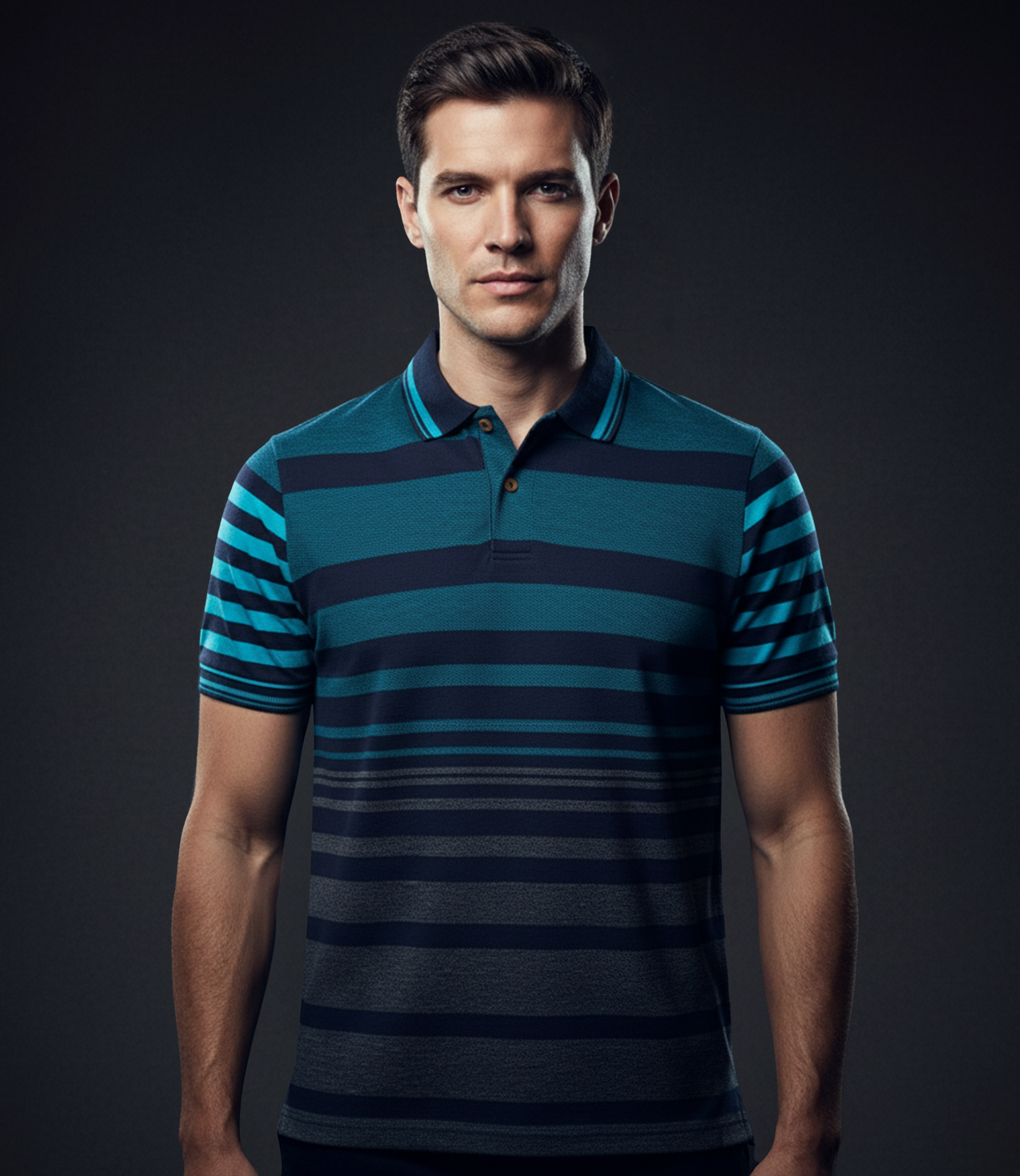 EDGE Double Tipping Collar Men’s Stripe Polo Shirt - 52511
