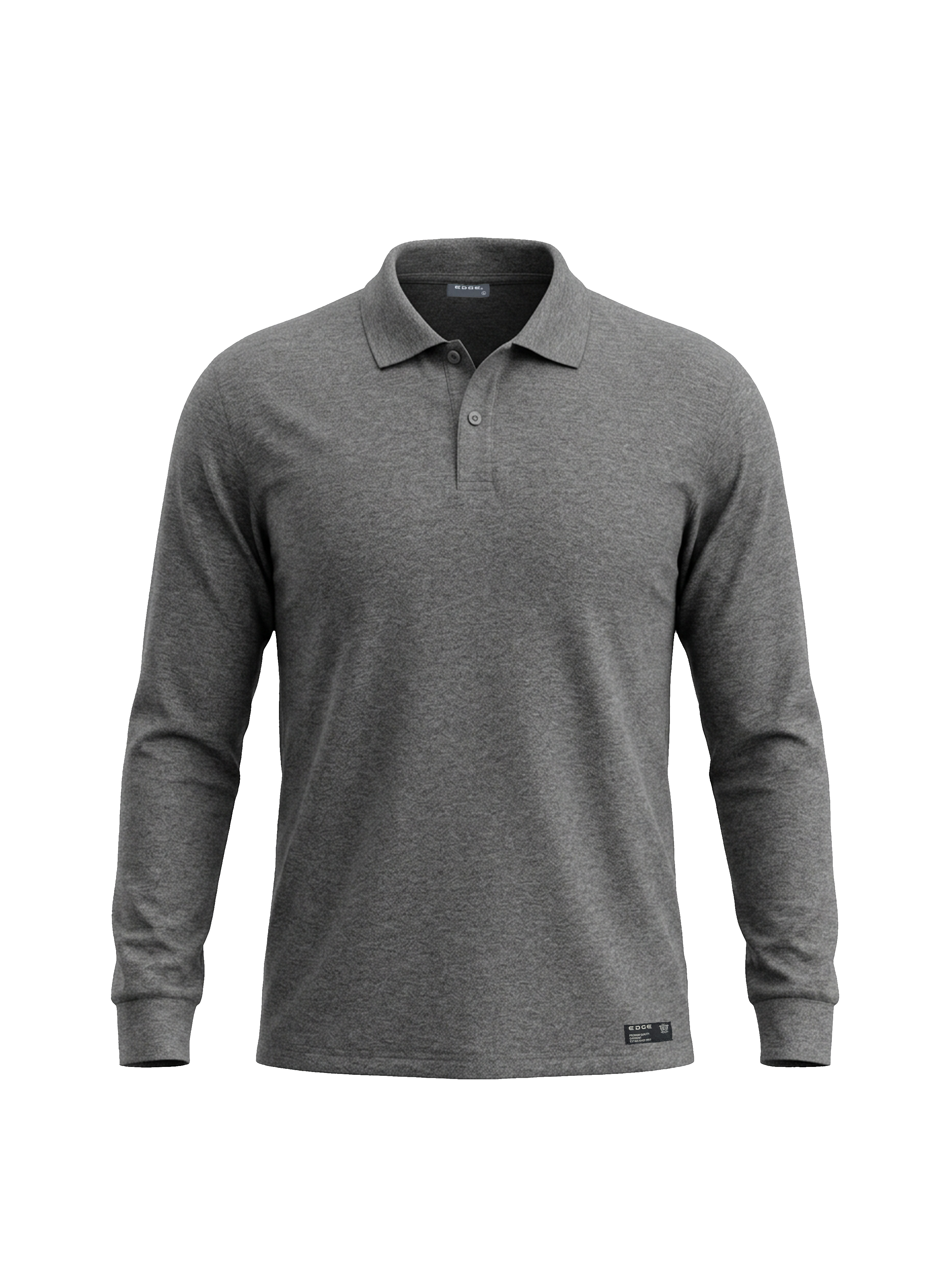 Gray long-sleeve polo shirt on a white background