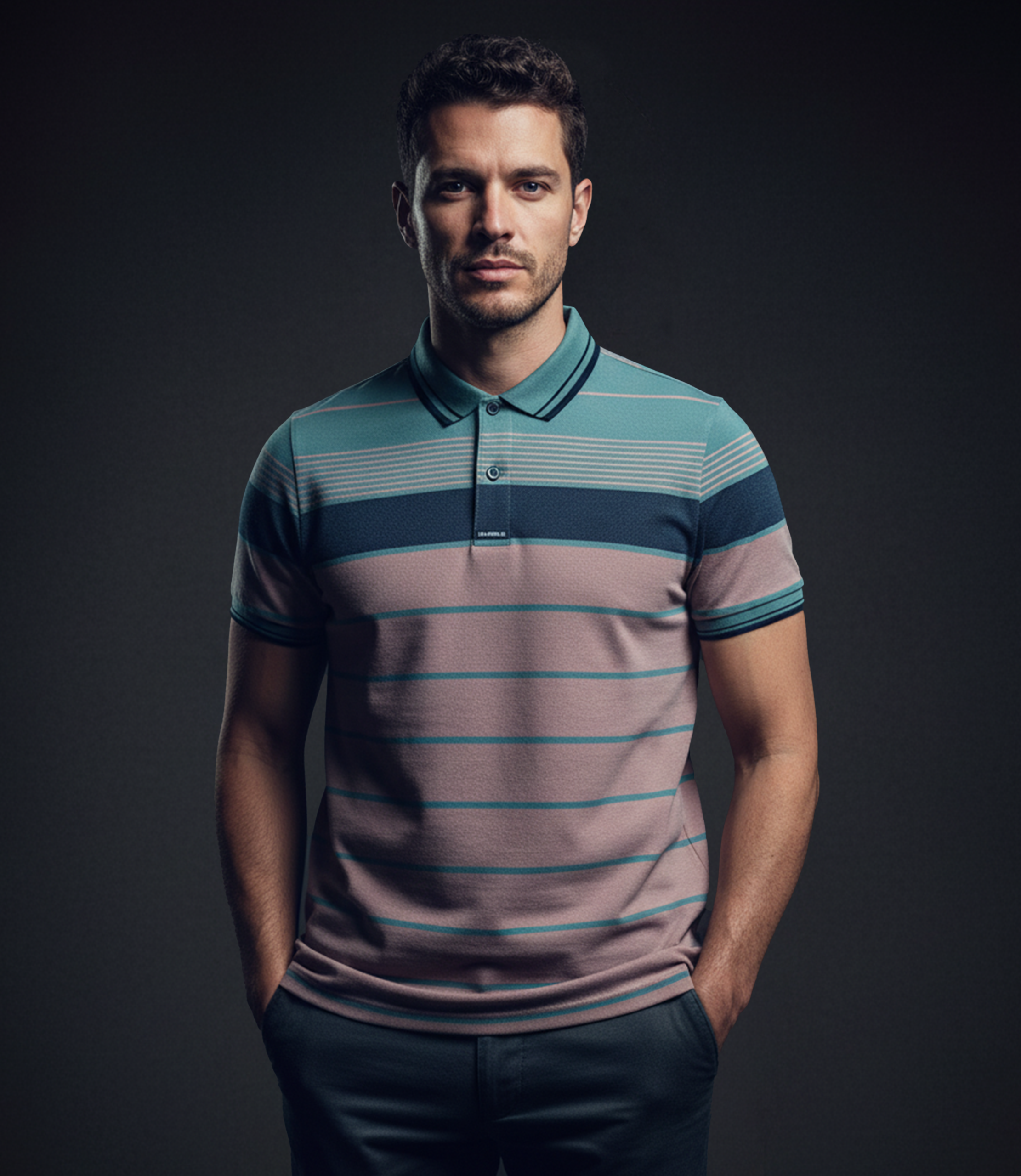 EDGE Tipping Collar Men’s Stripe Polo - 52435
