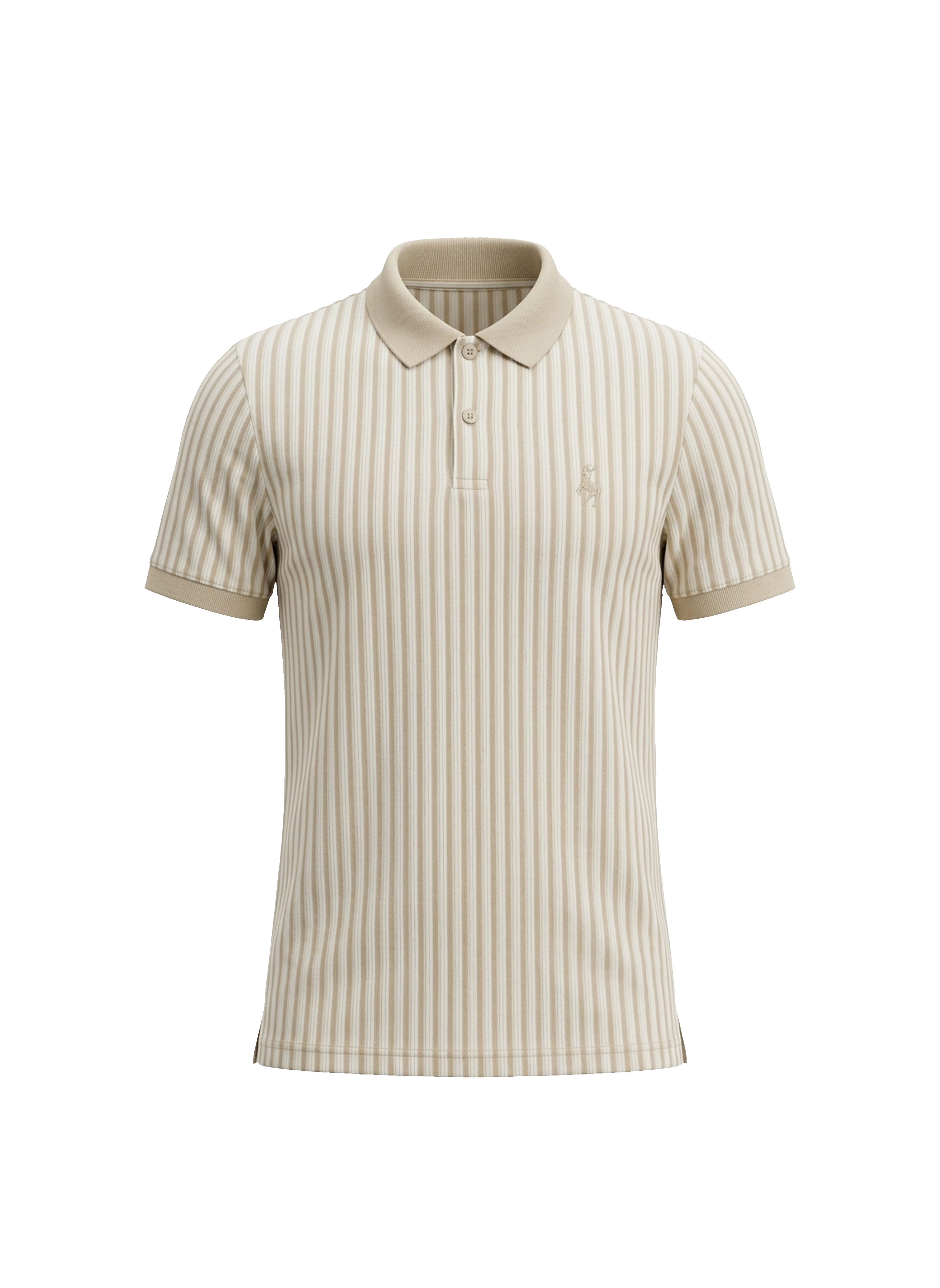 Beige striped polo shirt on a white background