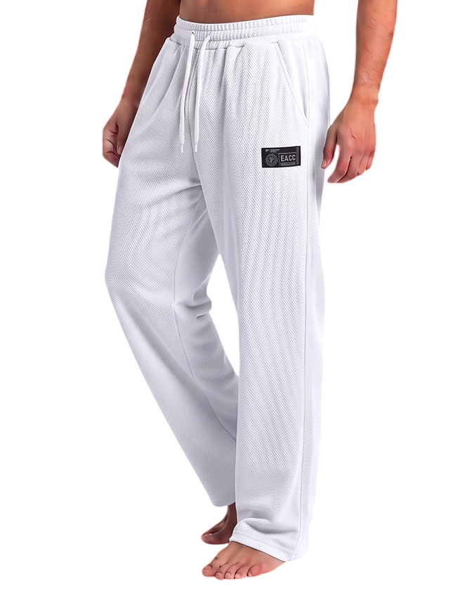 Edge Textured Men's Relax-fit White Sweatpants - 53942
