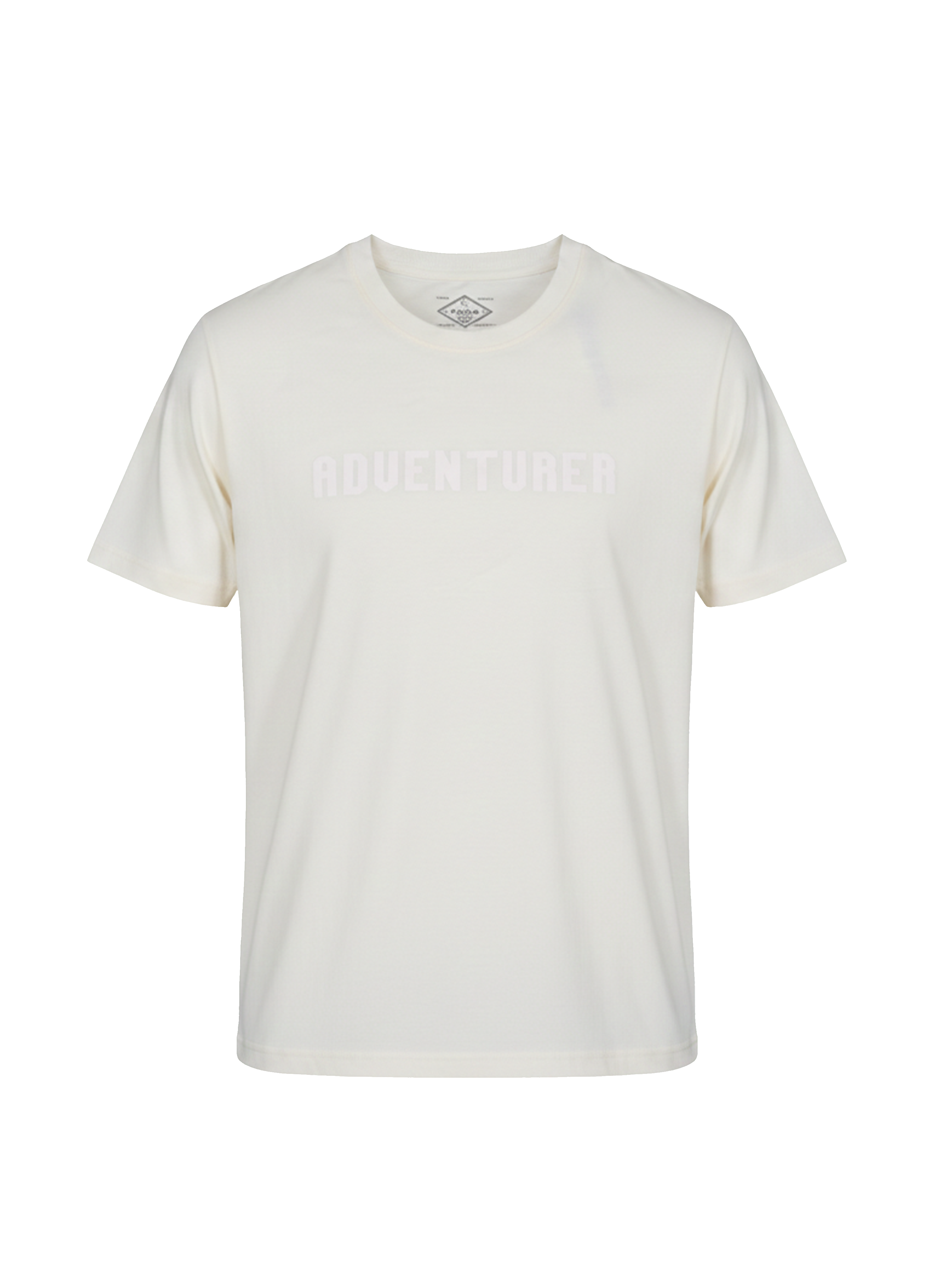 White t-shirt with text on a white background
