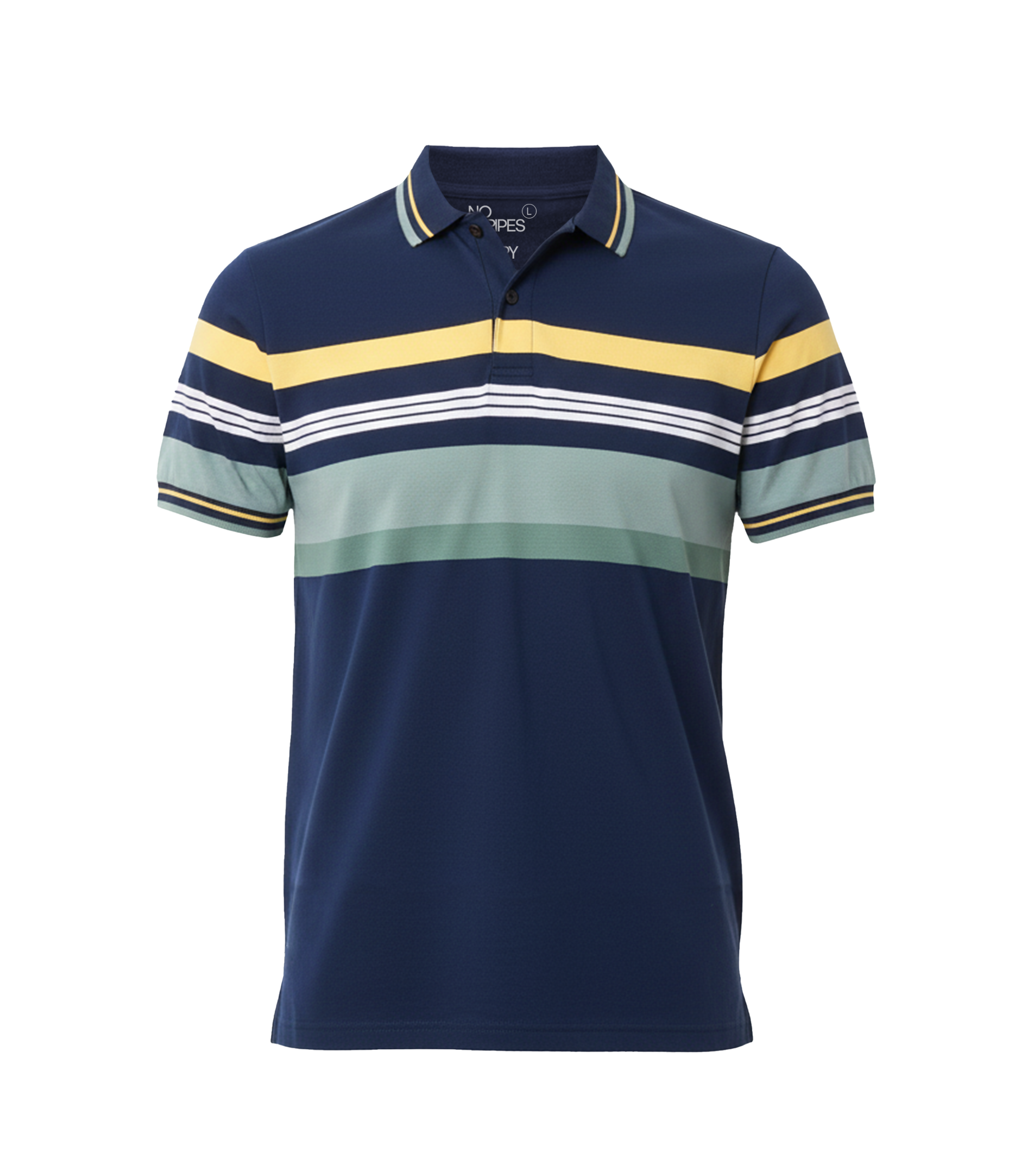 EDGE Double Tipping Collar Men’s Stripe Polo Shirt - 52599