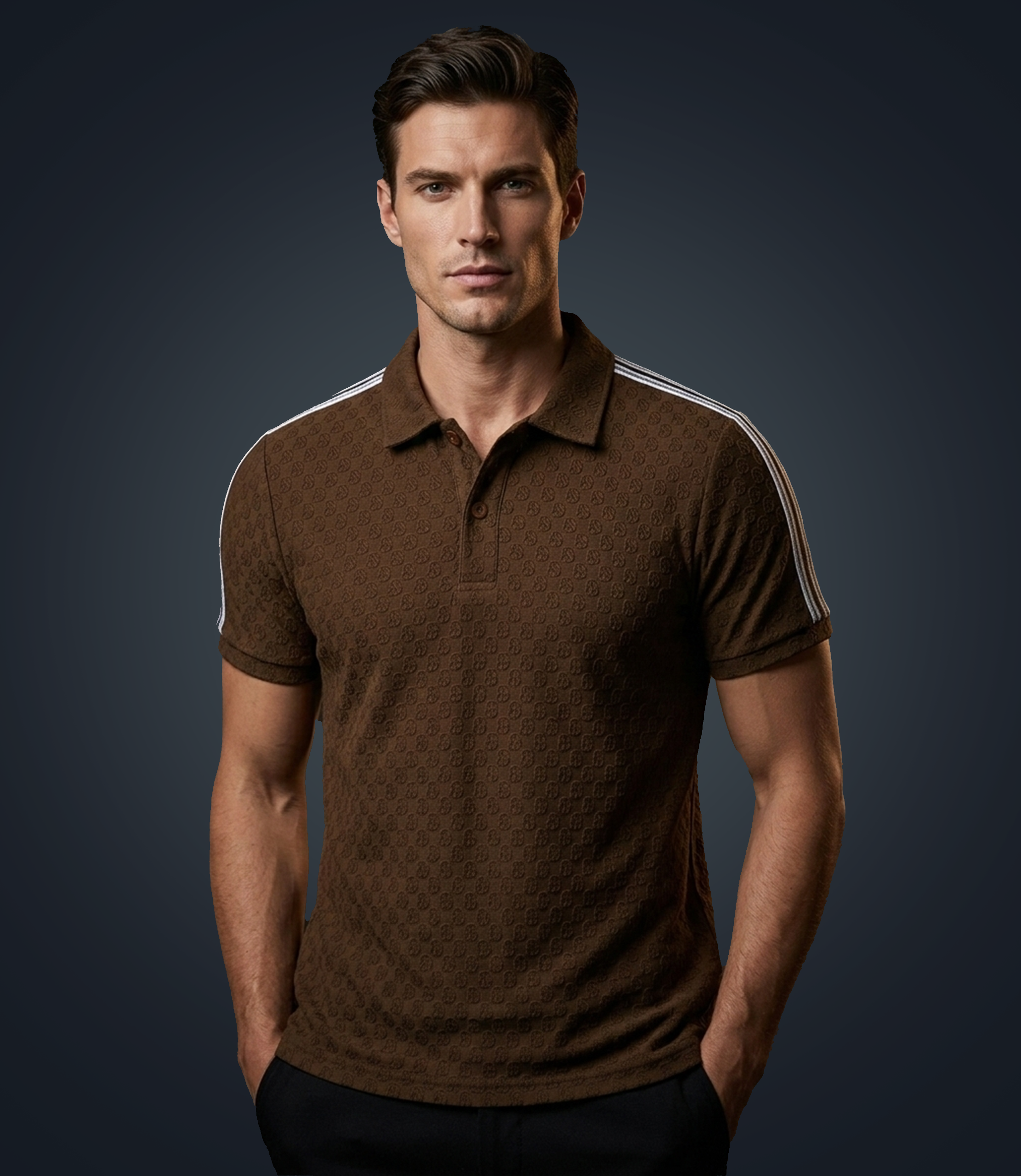 Edge Men’s Textured Pattern Polo T-Shirt - 53573