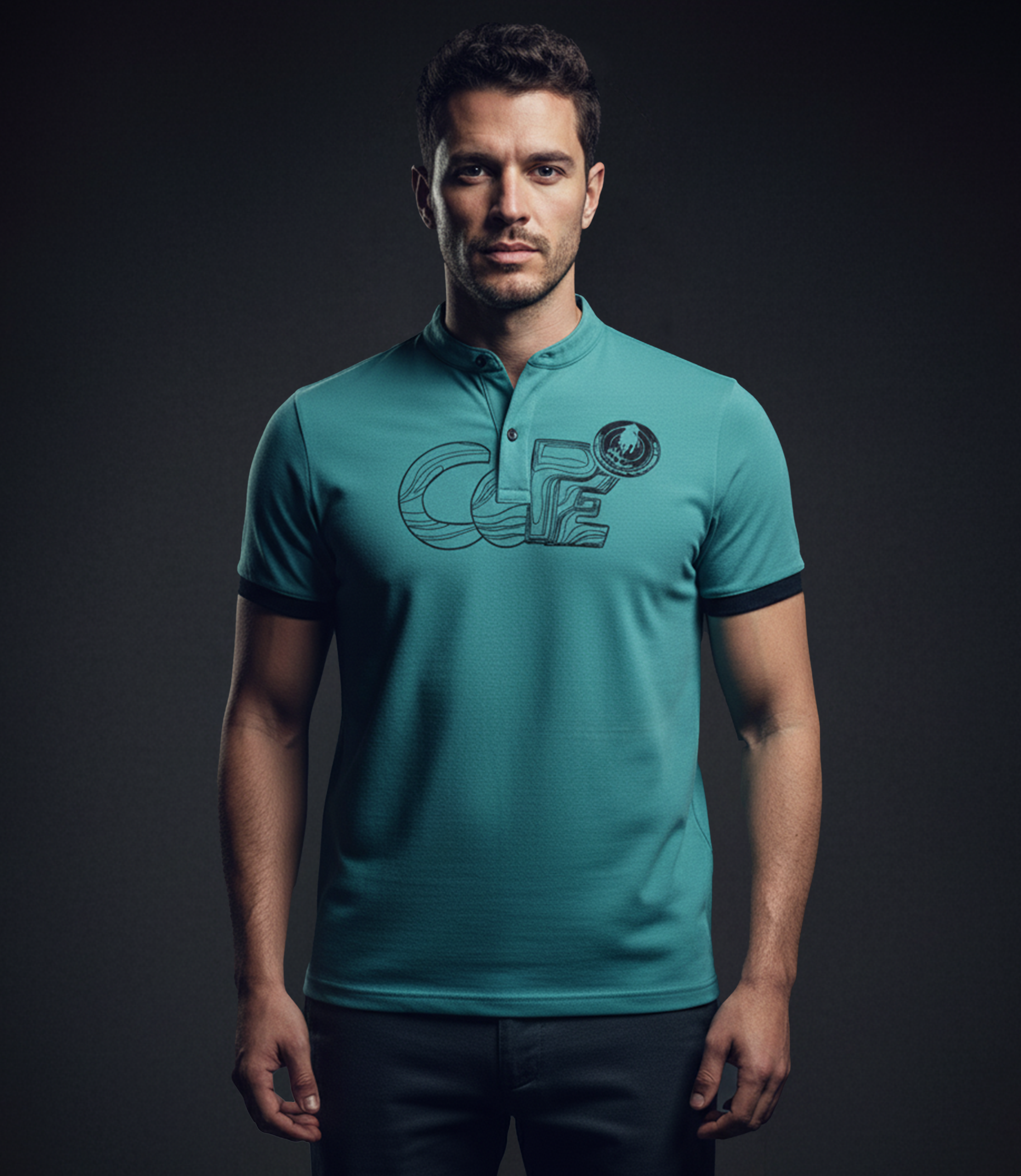 EDGE Mandarine Collar Men’s Solid Color T- shirt - 52384