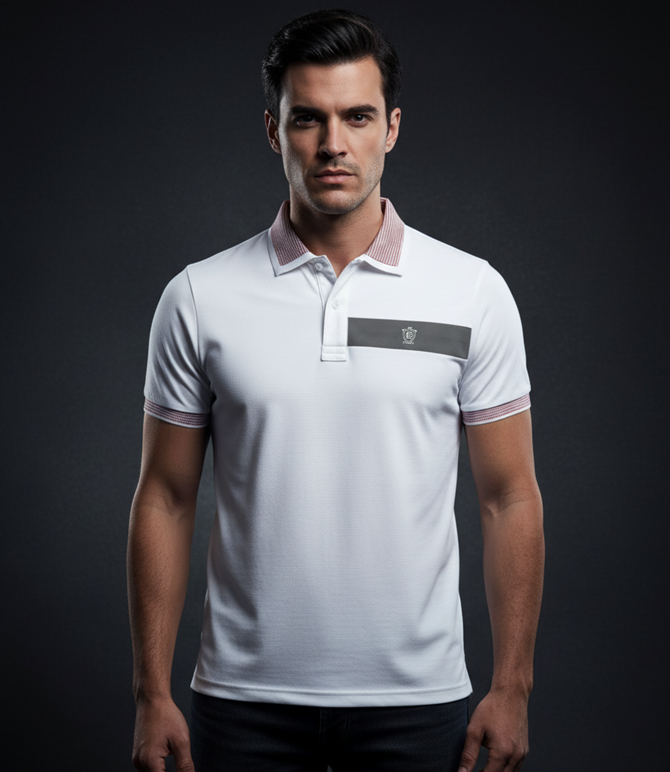 EDGE Jacquard Collar Men’s Solid Color Polo Shirt - 52597