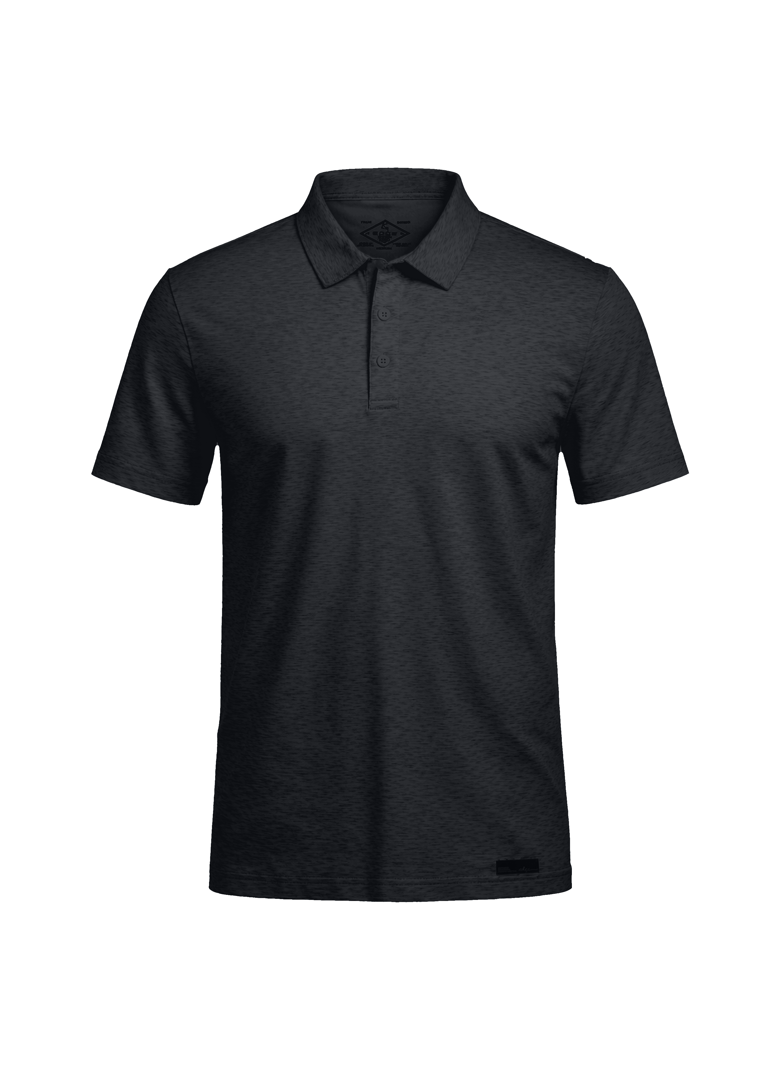 Black polo shirt on a white background