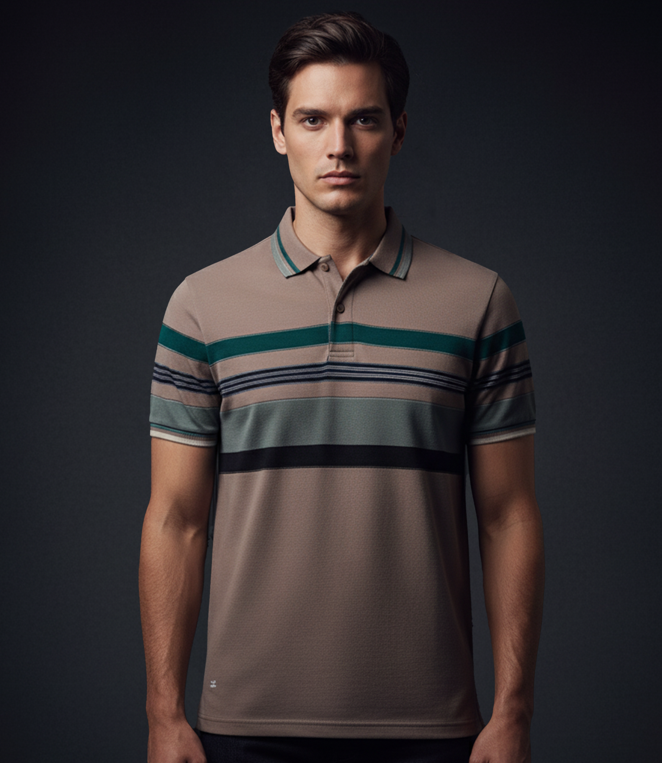 EDGE Double Tipping Collar Men’s Stripe Polo Shirt - 52599
