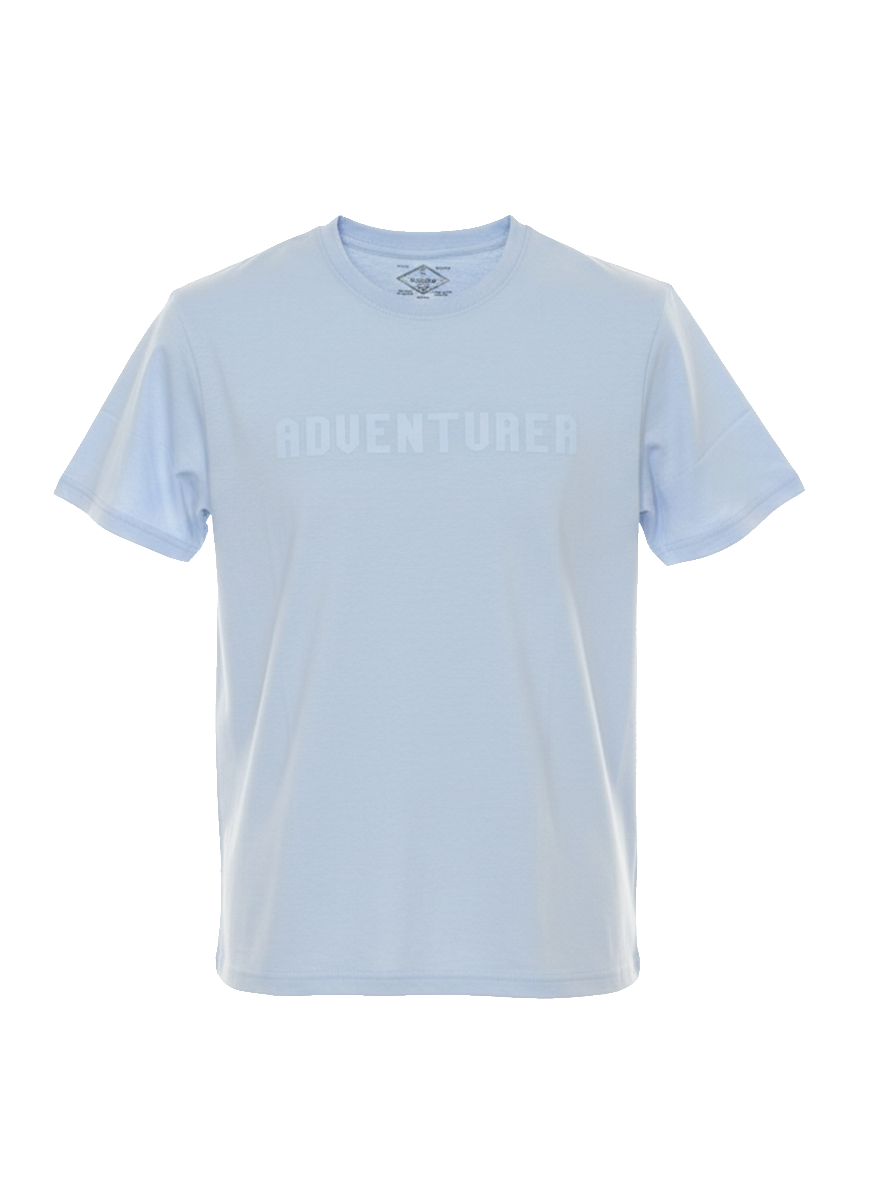 Light blue t-shirt with 'Adventure' text on a white background