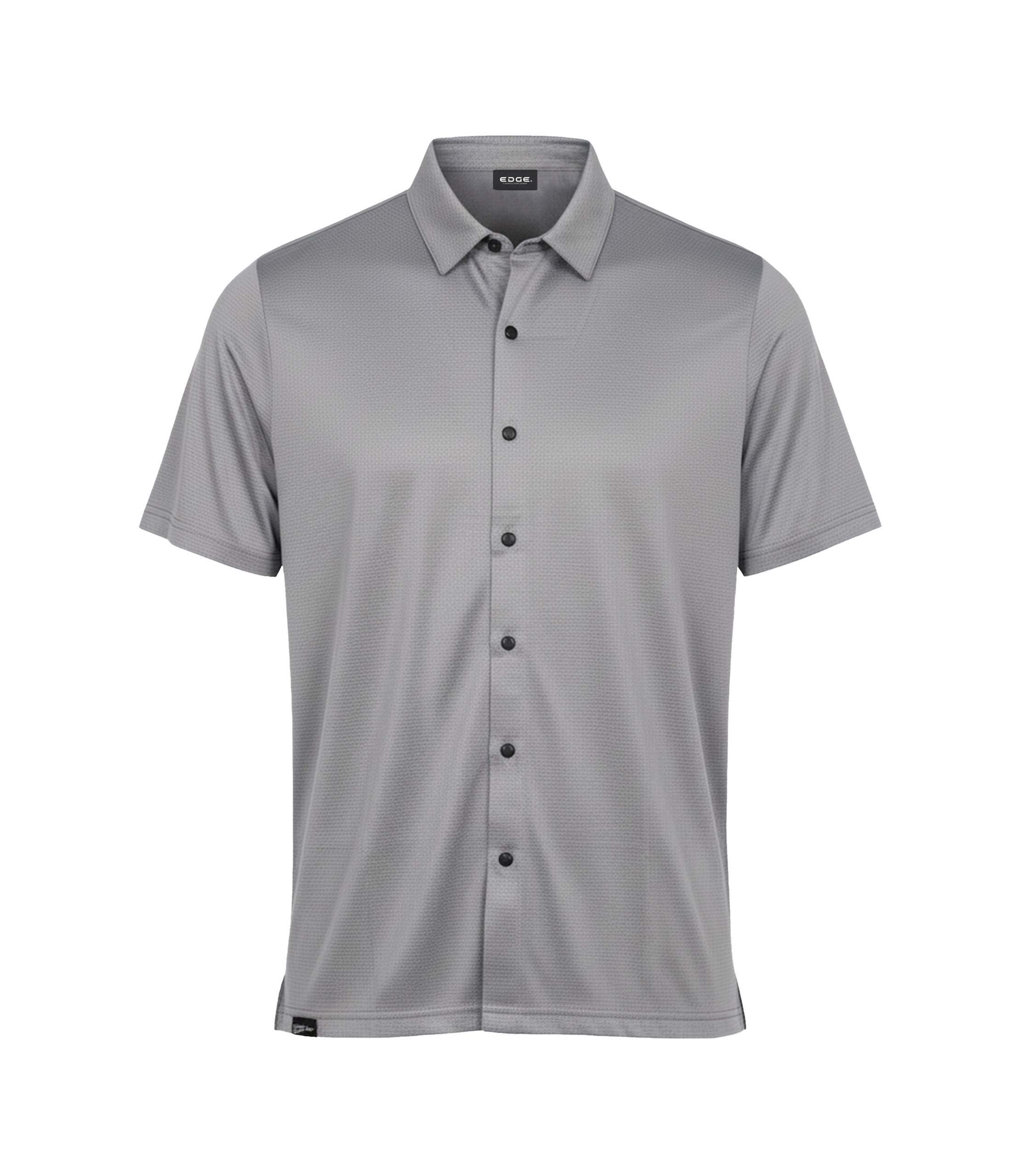 Edge Casuals | Gray short-sleeve Travel Ease polo shirt on a white background