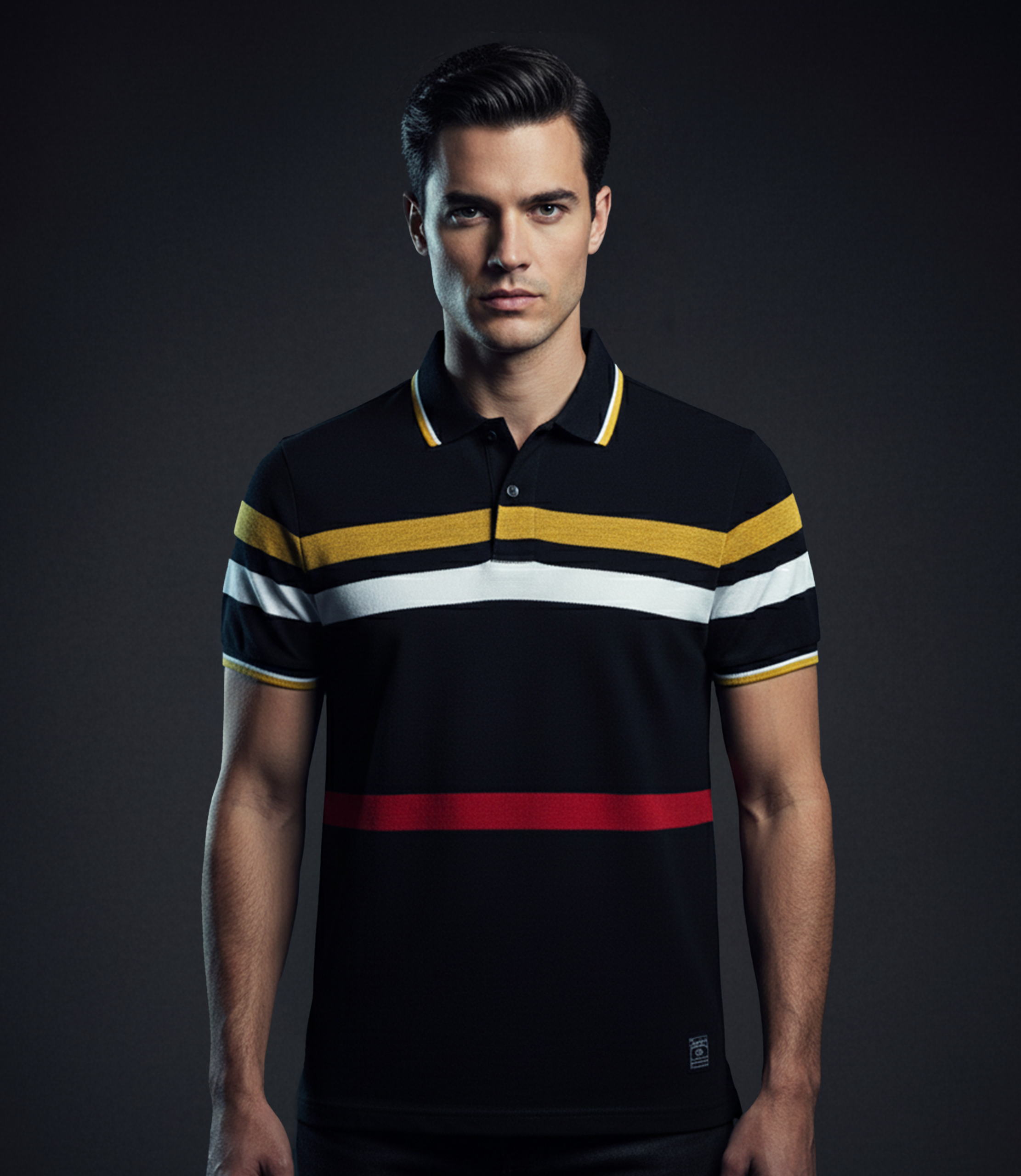 EDGE Double Tipping Collar Men’s Stripe Polo Shirt - 52594